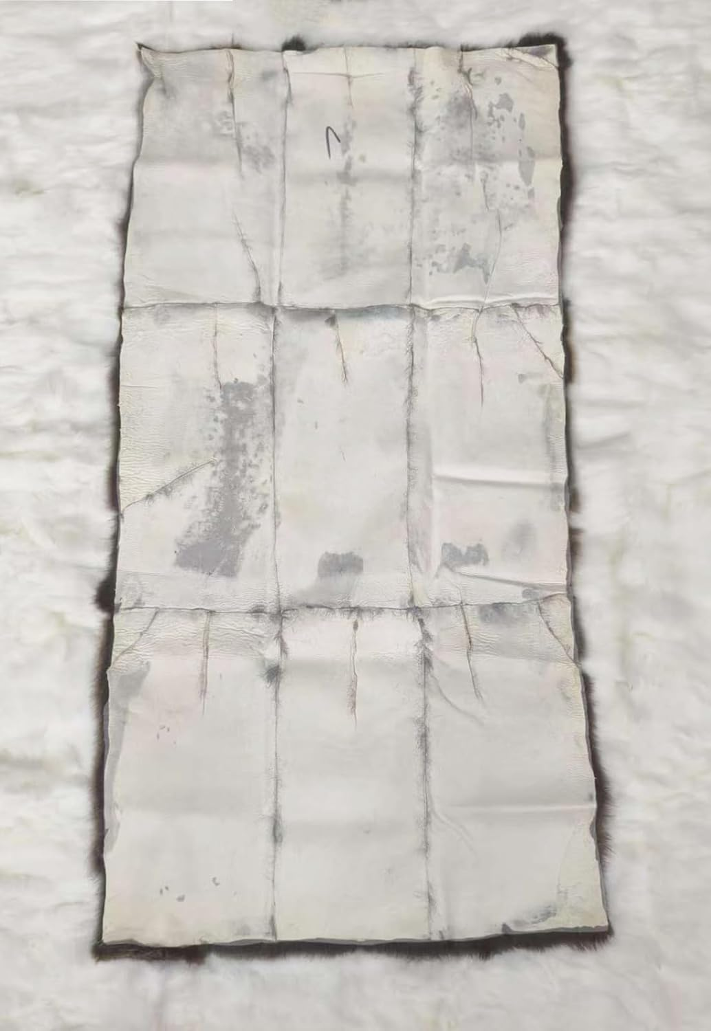 Plush Rabbit Hide Fur Throw Blanket for Couch 55X110Cm, Whole Pelt Patchwork Real Rabbit Skin Throw Warm Leather Rug Home Sofa Chair Decor Mat for DIY Craft Material Natural Yellow - Natural Yellow image number 6