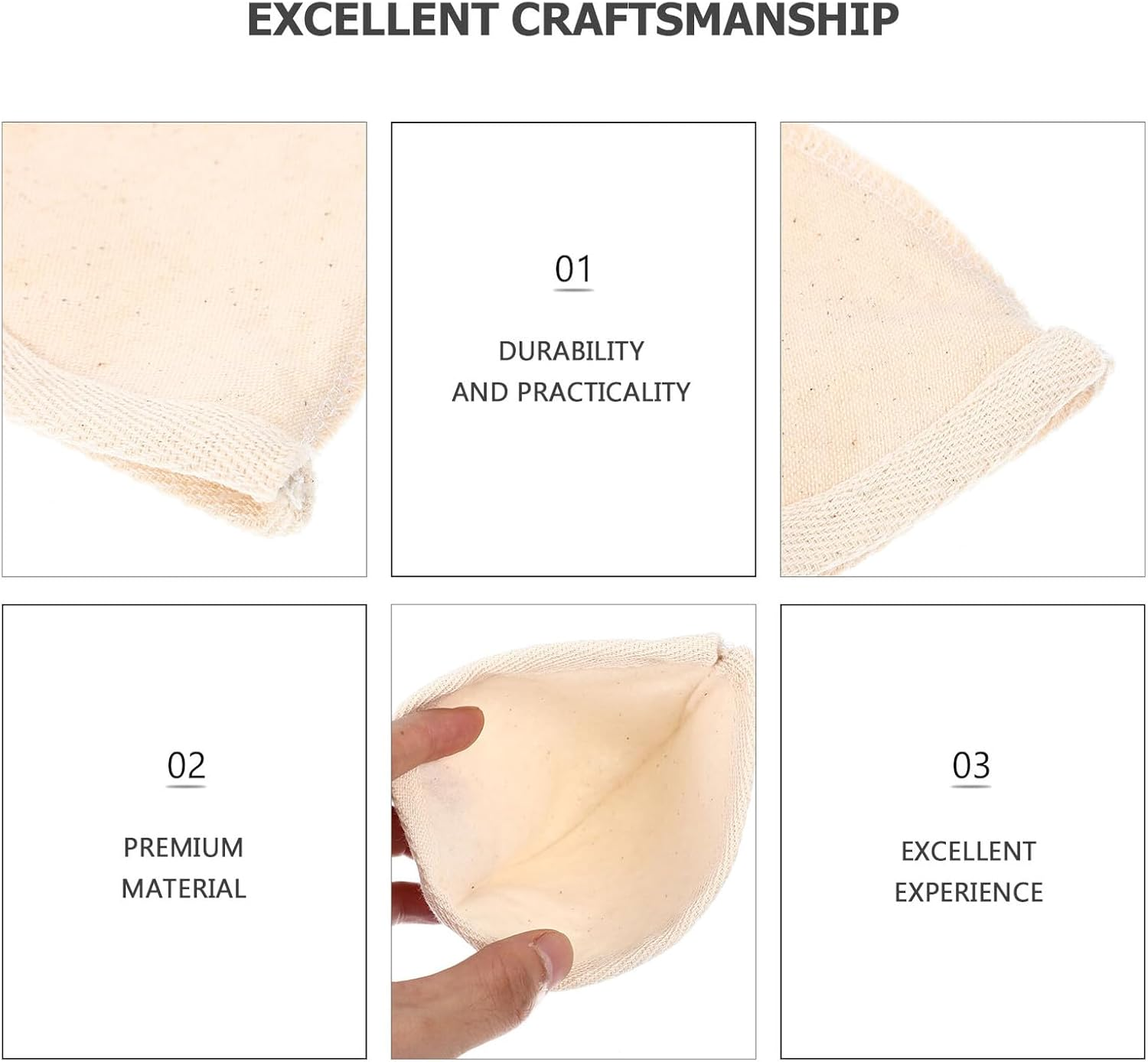 Alipis 2Pcs Reusable Cotton Filter Bags Large Tea Tea Strainer Pouch for Coffee Juice Soy Milk Brewing Washable Eco-Friendly Filter image number 2