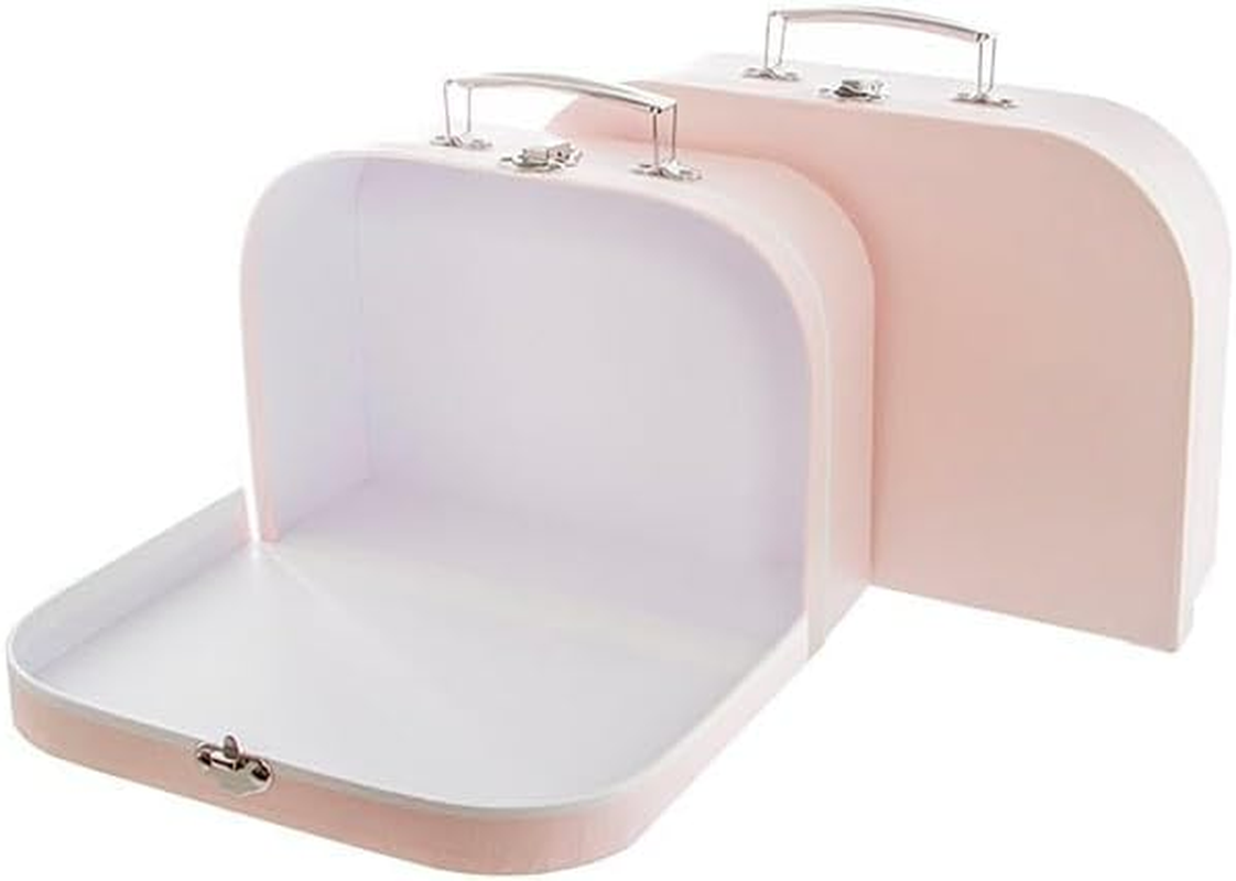 Set of 2 Suitcase Gift Boxes Hamper with Lid Pink Keepsake Storage Baby Shower image number 4