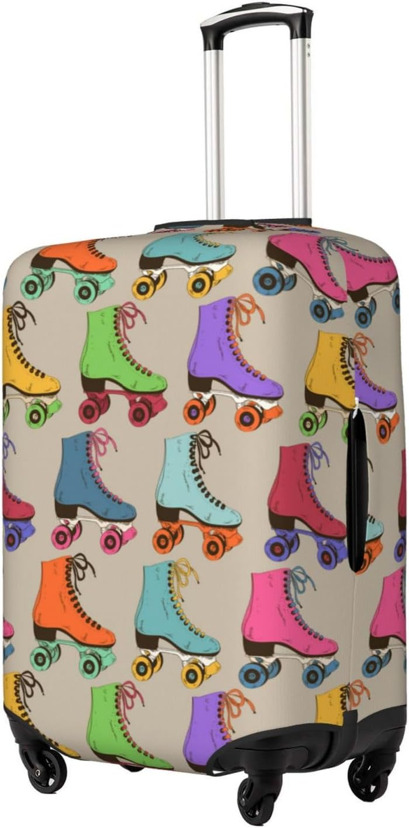 COMAAM Cute Panda and Sloth Elastic Luggage Compartment Protective Cover Luggage Cover Protector Suitable for Luggage of 18-32 Inches, Colorful Roller Skates, Large