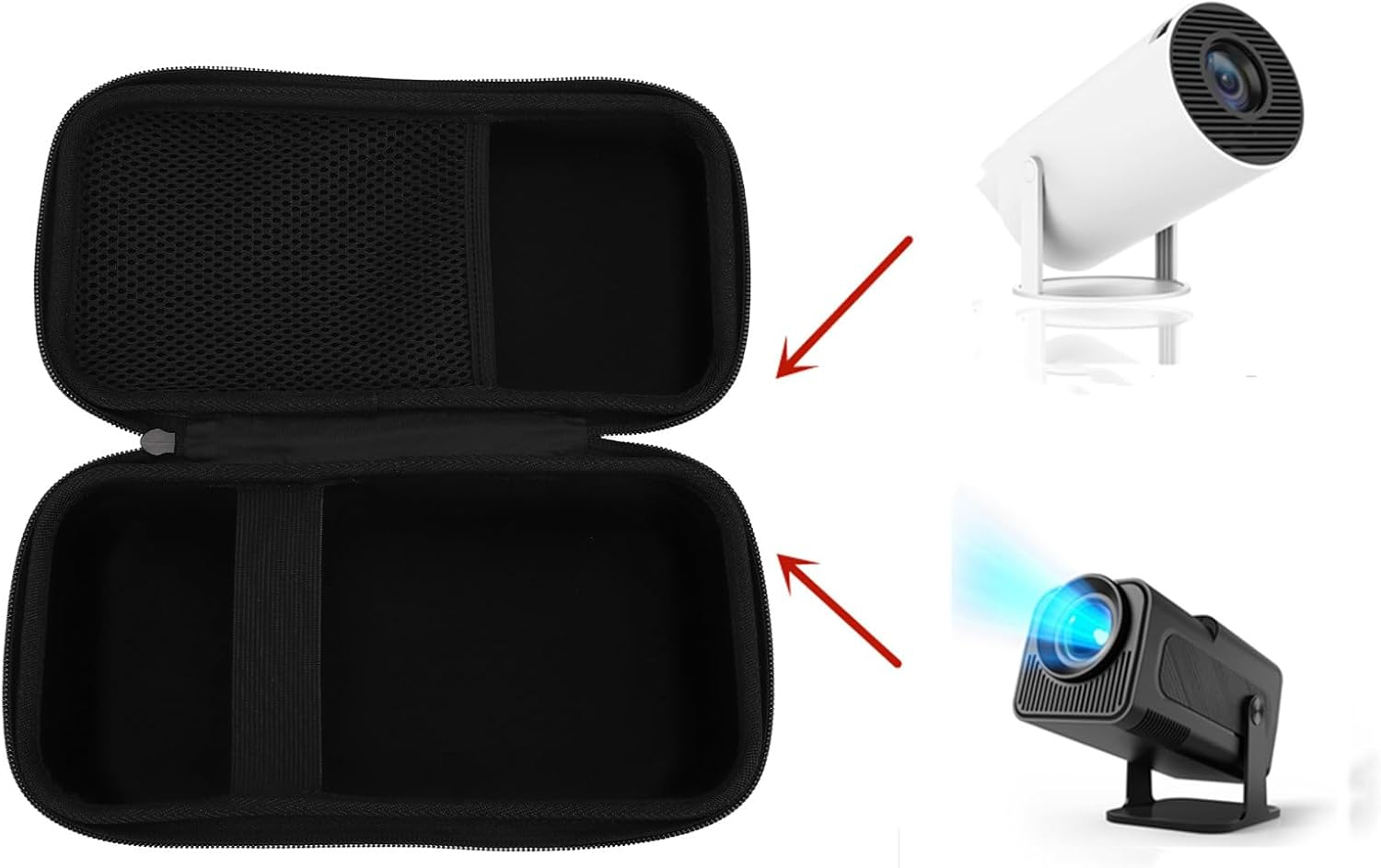 Video Projector Hard Case for Capsule 3, for HY300 HY300 Pro HY320, Waterproof EVA Hard Shell Travel Case, Dustproof Shockproof Hard Travel Case with Soft Interior image number 2