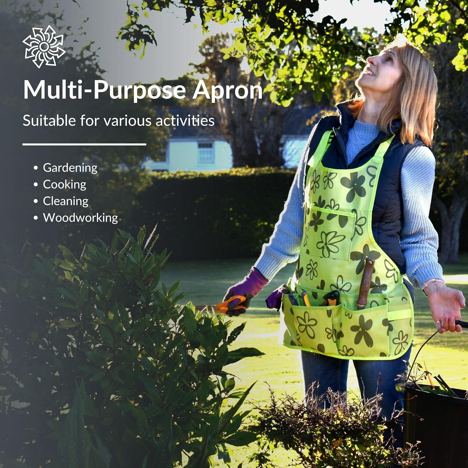 Green Thumbz Oxford Cloth Gardening Apron - 14 Pockets Waterproof Garden Aprons for Women with Pockets - Multipurpose Aprons for Gardening, Cooking, Cleaning and Woodworking - Gardening Aprons image number 3