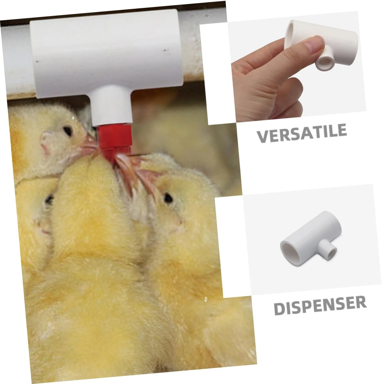Milisten Automatic Chicken Waterer Tee Fittings 10Pcs Easy Install Poultry Watering System for Chickens Ducks Quails Rabbits 2.05 Inch Connector for Clean Farm Drinking image number 5