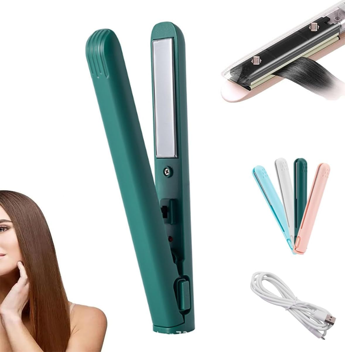 Mini Dual Purpose Curling Iron, 2025 Upgrade Mini Curling Wand and Flat Iron Mini Curling Iron Hair Straightener Curling Iron, Portable Travel Curling Wand for Short and All Hair Types (Pink)