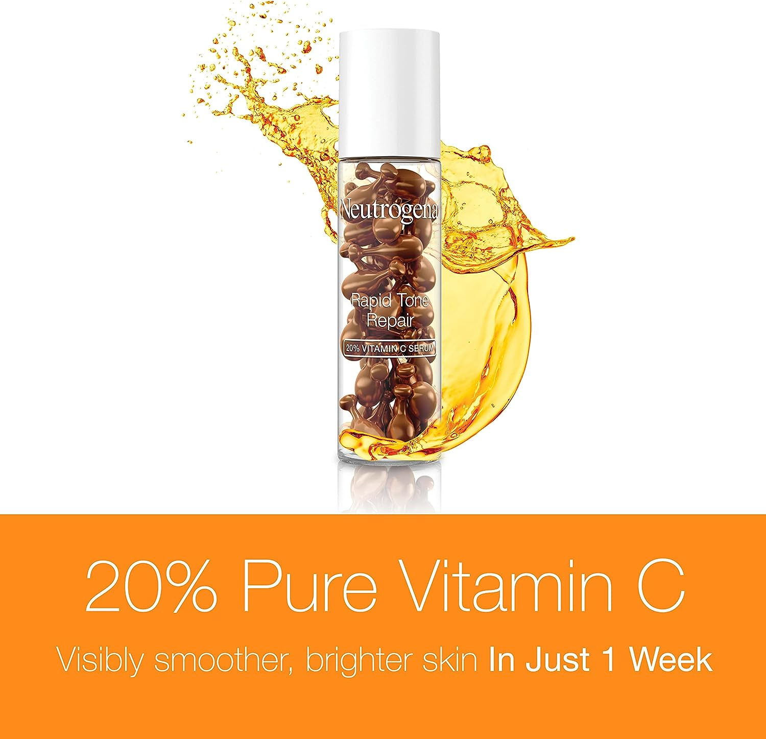 Neutrogena Rapid Tone Repair Brightening 20% Vitamin C Serum Capsules, Antioxidant Serum to Brighten Look of Dark Spots & Even Skin Tone, Oil-Free, 30 Serum Capsules image number 6