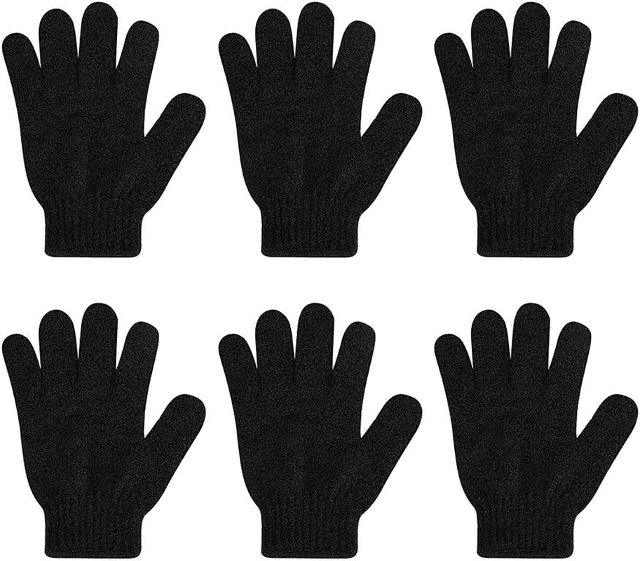 Amagogo 3 Pair Nylon Bath Shower Exfoliating Scrubber Gloves for Women Men - Black image number 4