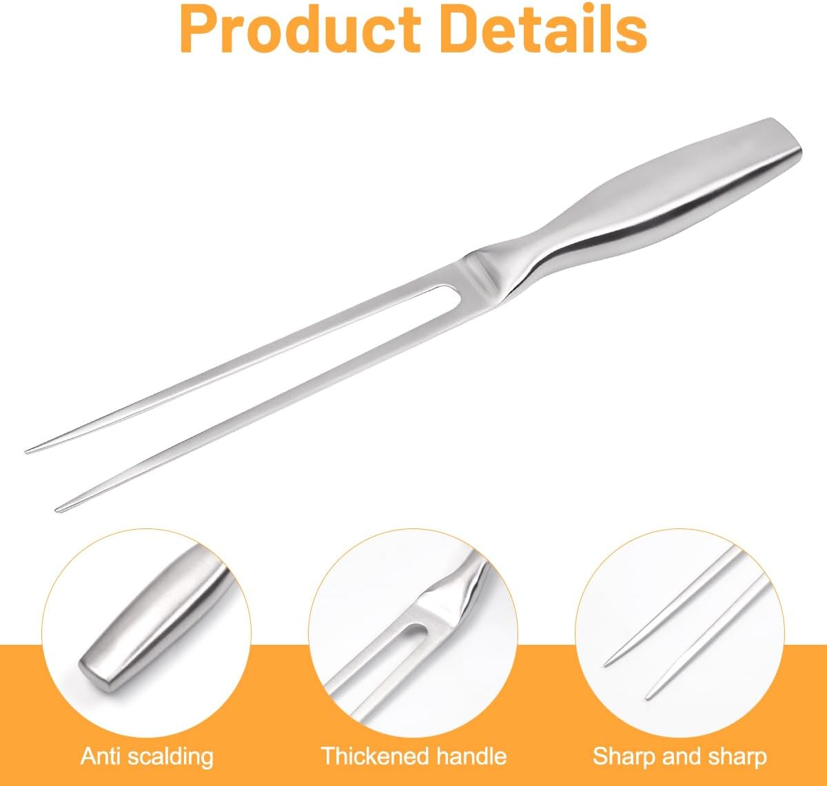 2 Pcs Carving Fork, Stainless Steel Meat Fork, Durable and Heavy Duty Meat Forks Carving for Kitchen, BBQ, Turkey, Roast image number 2