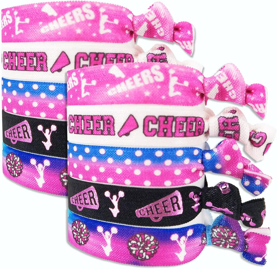 10Pcs Elastic Hair Ties for Girls Women Cute Ribbon Ponytail Holders No Damage Knotted Hair Bands-Cheer Hair Tie image number 1