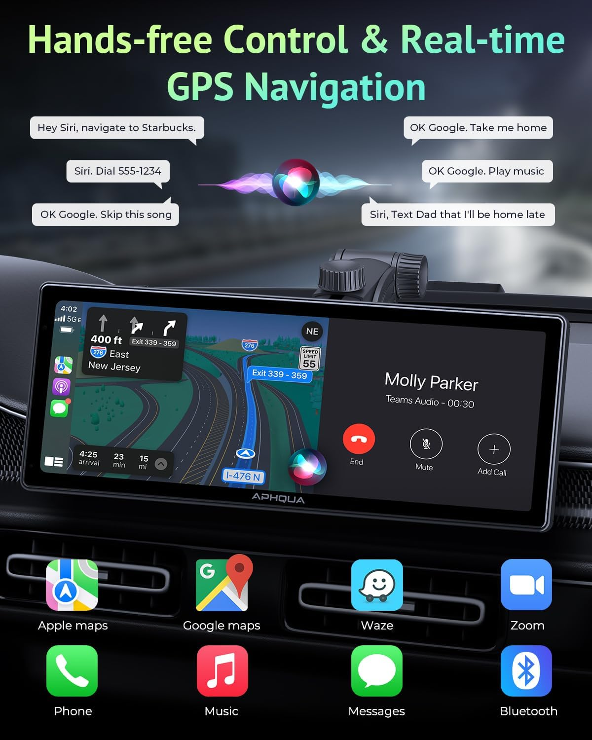 [2024 Upgrade] Apple Carplay Screen for Car&Android Auto Screen with 2.5K Dash Cam,Backup Camera,Portable 9.3" HD IPS Screen for Car,Gps Navigation,Bluetooth,Airplay,Aux/Fm for All Vehicles image number 1