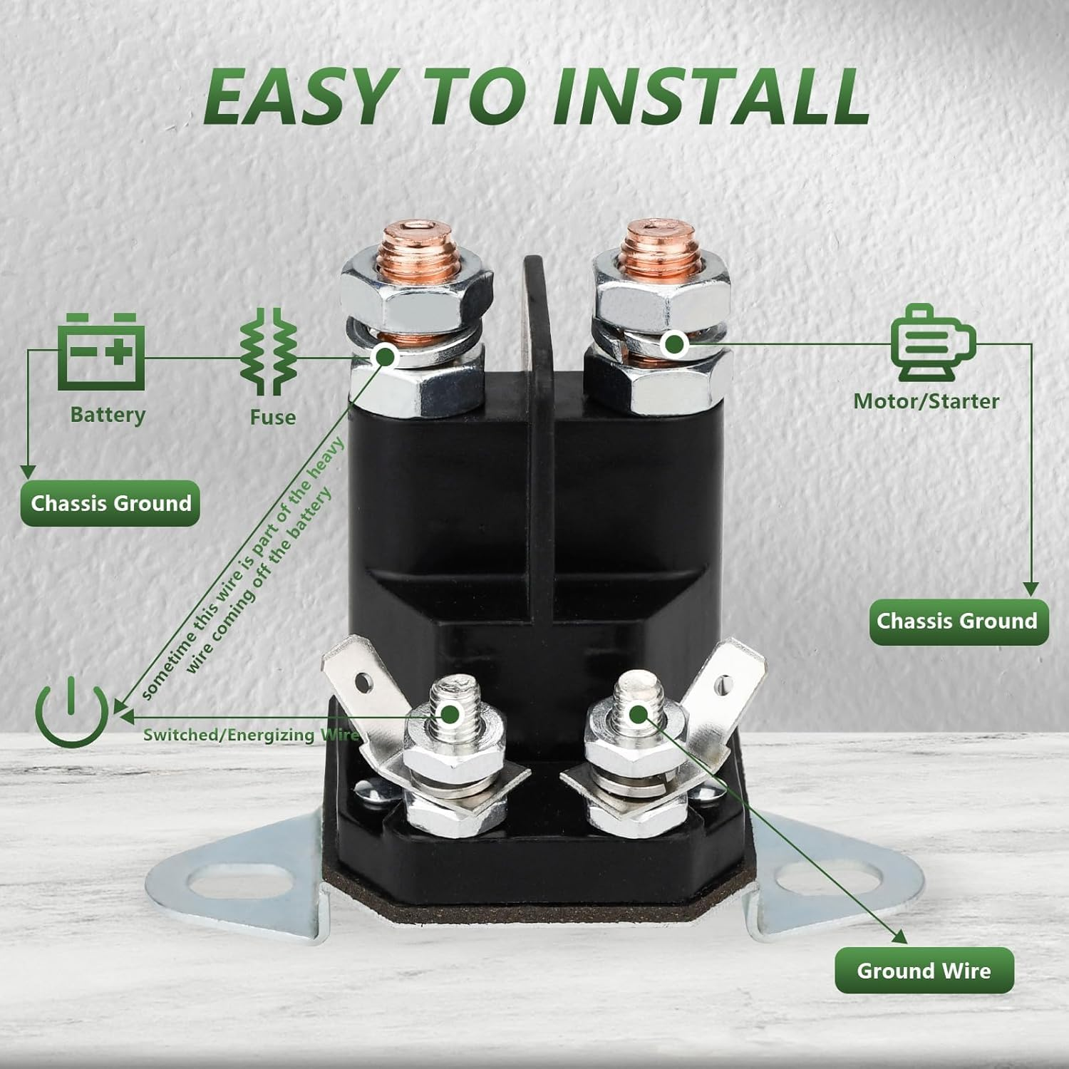 117-1197 Starter Solenoid for Toro Exmark Timecutter Ss5000 Z4200 Ss4225 Ss4235 Zero Turn Lawn Mower, Replace Part #784-1221-210 104-3189 E513075 1-513075 212655 28-4210 47-1910 image number 6