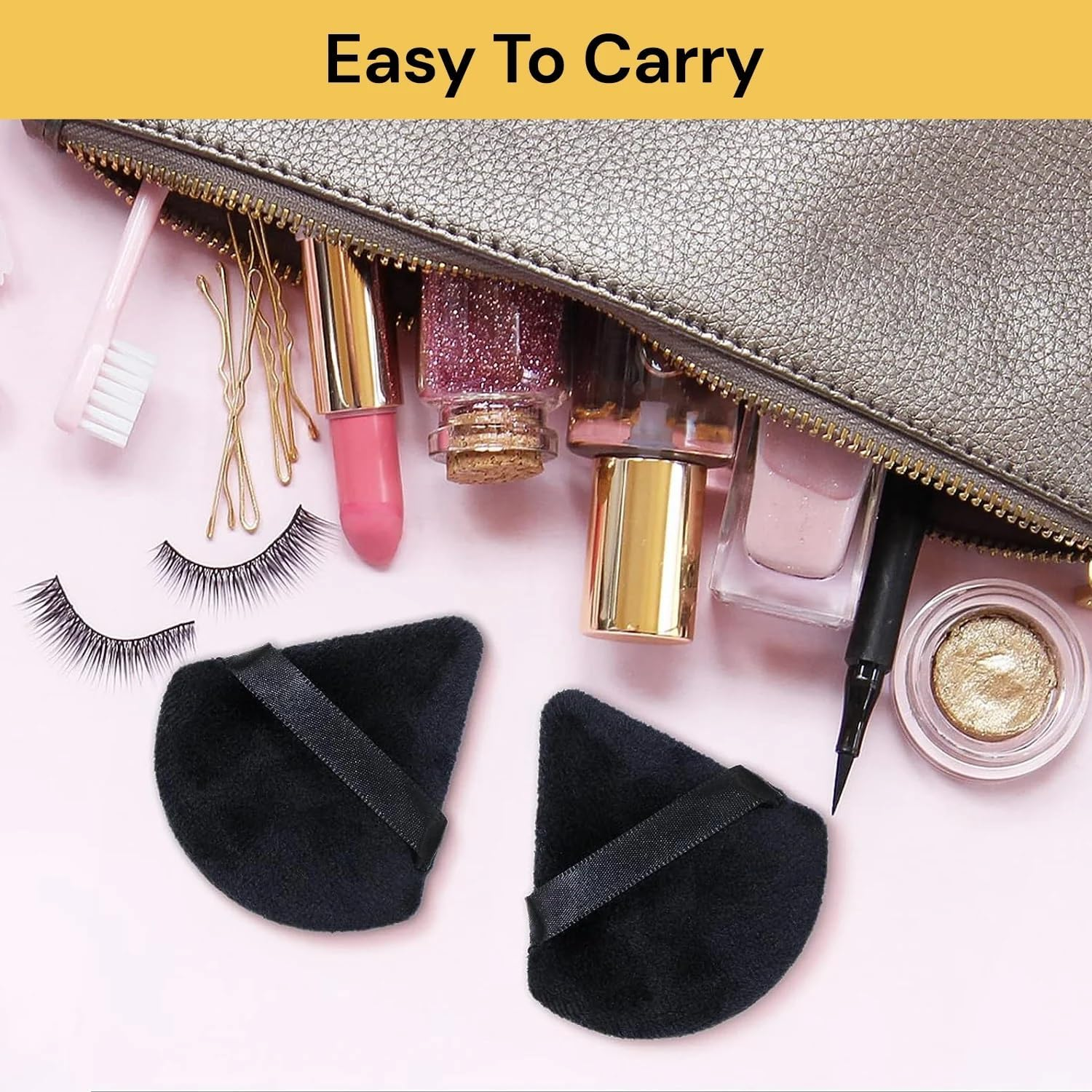 EZONEDEAL 5Pcs Powder Puffs for Face Powder, Black Triangle Makeup Powder Puff for Loose Powder Soft Body Cosmetic Foundation Sponge Mineral Powder Wet Dry Beauty Makeup Tool, Makeup Sponge image number 5