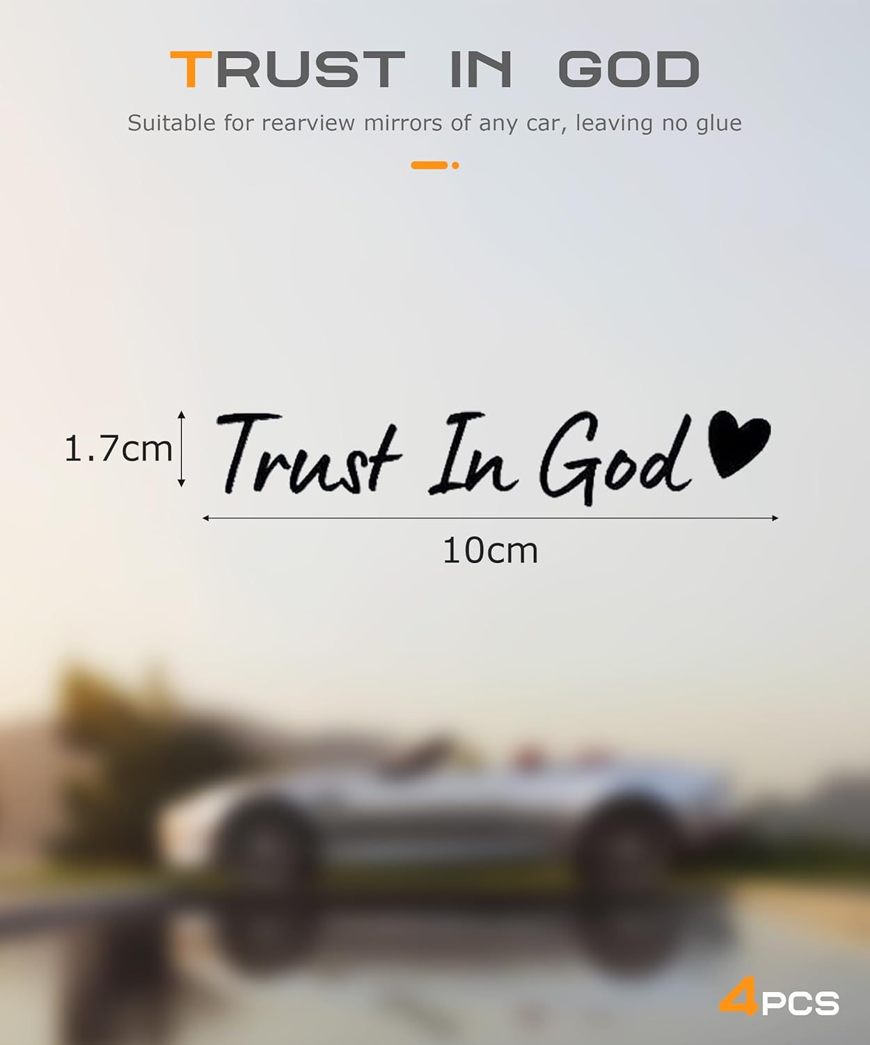 SCUARI 4PCS Car Stickers,Cars Decals,Car Accessories Trust in God Rearview Mirror Sticker,Auto Stickers and Decals,Auto Decals for Women,Trust in God Mirror Decoration,Fits Most Vehicles (Black) - Colorful image number 3