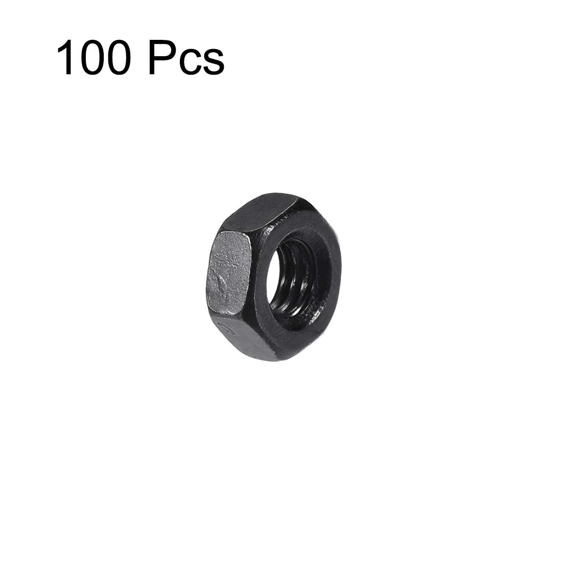 Uxcell M3 Carbon Steel Grade 8 Hexagon Hex Nuts Black 100Pcs