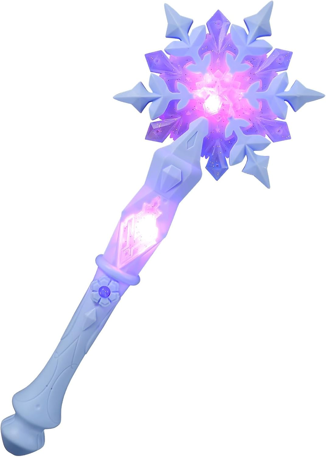 Snowflake Wand for Kids - Glowing Fairy LED Wand with 3 Light Modes, Christmas Role Play & Holiday Party Favors (Shatterproof Design, Replaceable Batteries)