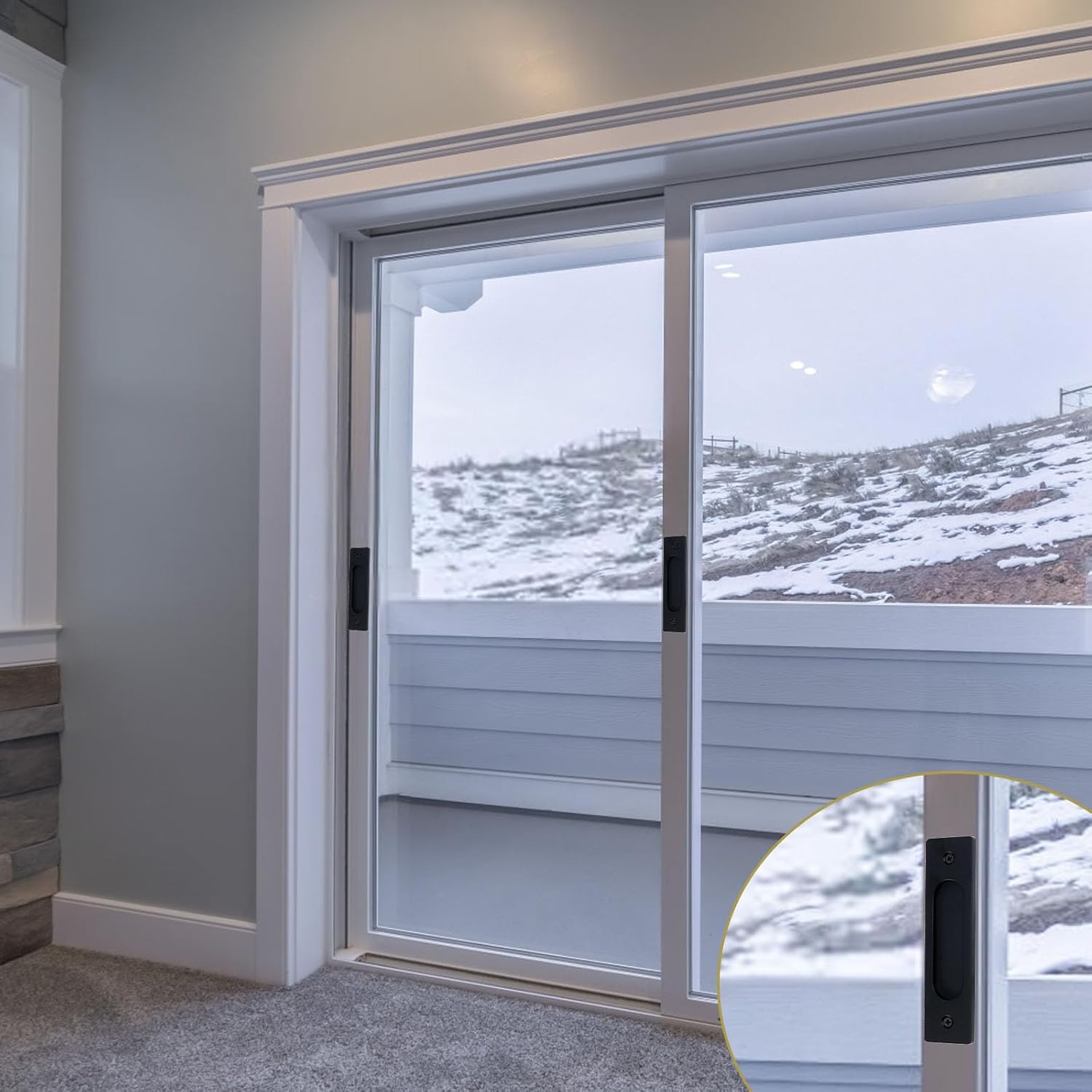 4 PCS Sliding Barn Door Handle, Black Recessed Finger Flush Pull, Aluminum Alloy Handles Drawer Handles, Finger Pull, Pocket Door Pull with 8 Screws (Black) image number 6