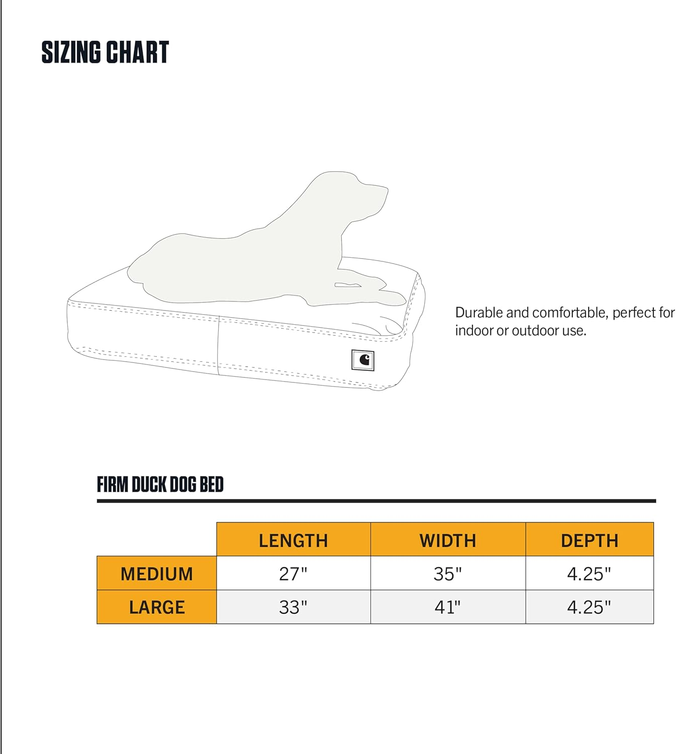 Carhartt Firm Duck Dog Bed, Durable Canvas Pet Bed image number 5