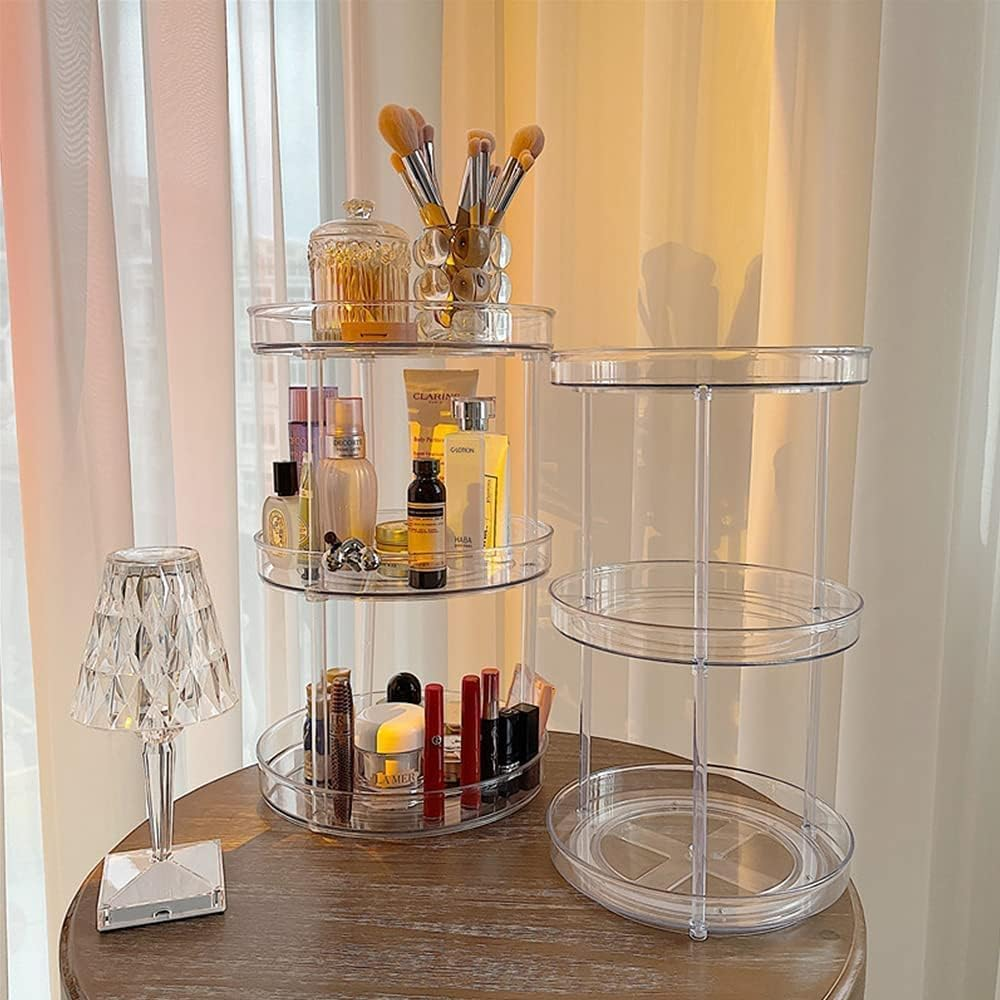 ROWNYEON Skincare Organiser Spinning Organizer 360 Rotating Makeup Organiser 3 Tier Cosmetic Storage Shelf Display Case for Vanity,Bathroom,Perfume,Dressing Table,Toiletry Organiser