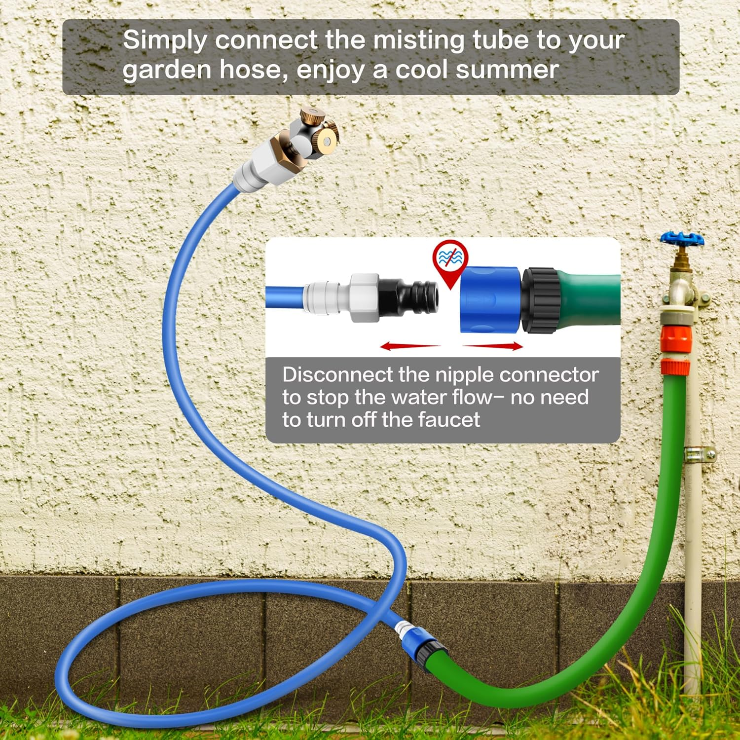 Upgraded Misters for outside Patio, 3-Way Fine-Mist Leak-Proof Hose Mister Misting System, 6.6FT Patio Mister for Cooling Outdoor, Cobra Mist Stand for Greenhouse Chicken Dog Pool Trampoline image number 5