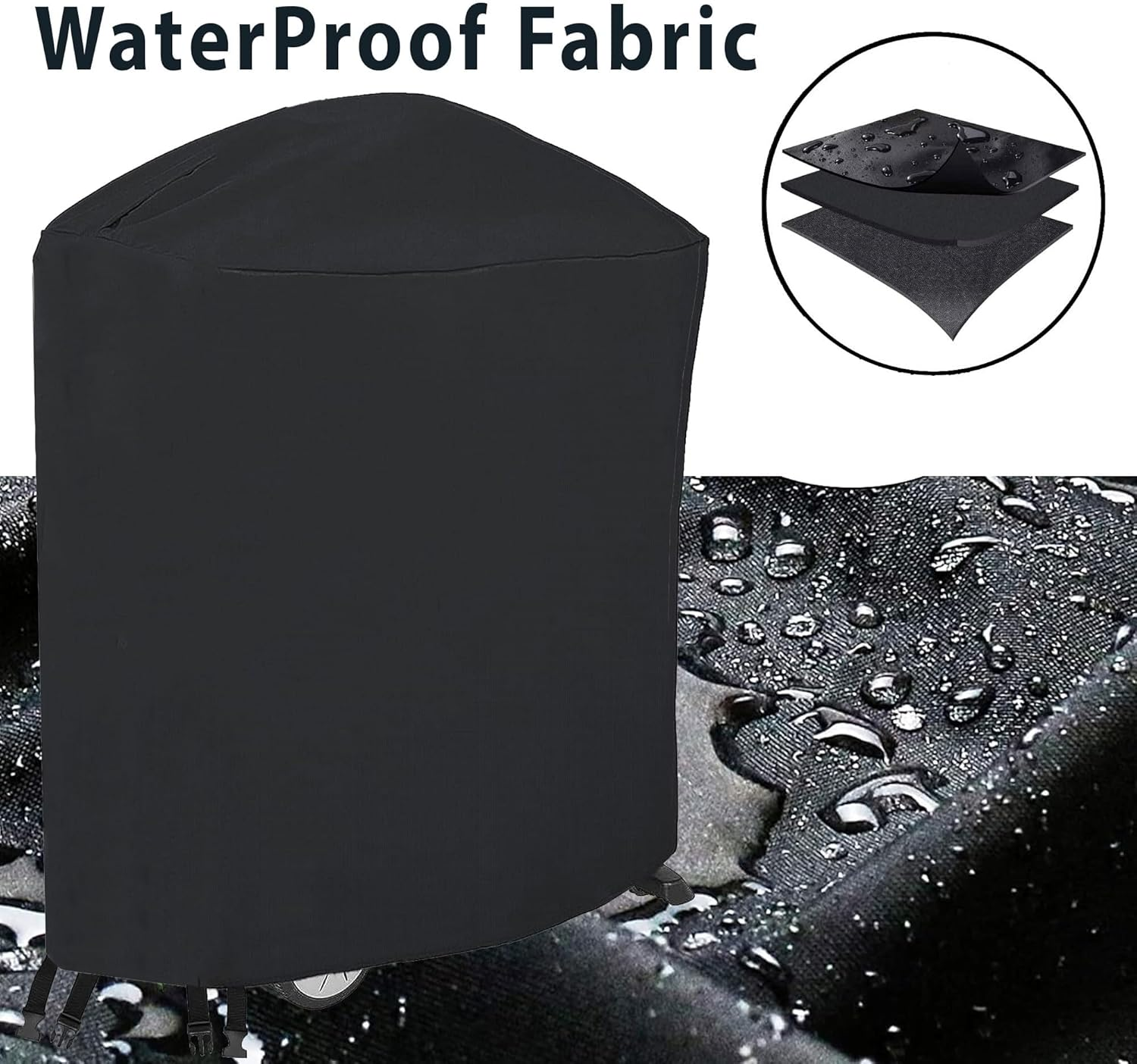 Extended BBQ Cover Outdoor Waterproof BBQ Grill Cover for Weber Q100 Q1000 Q1200 Q200 Q2000 Q2200 Series Grills with the Q Portable Cart - Longer Barbecue Cover for Weber 7113-81.28X43.18X96.52Cm image number 3