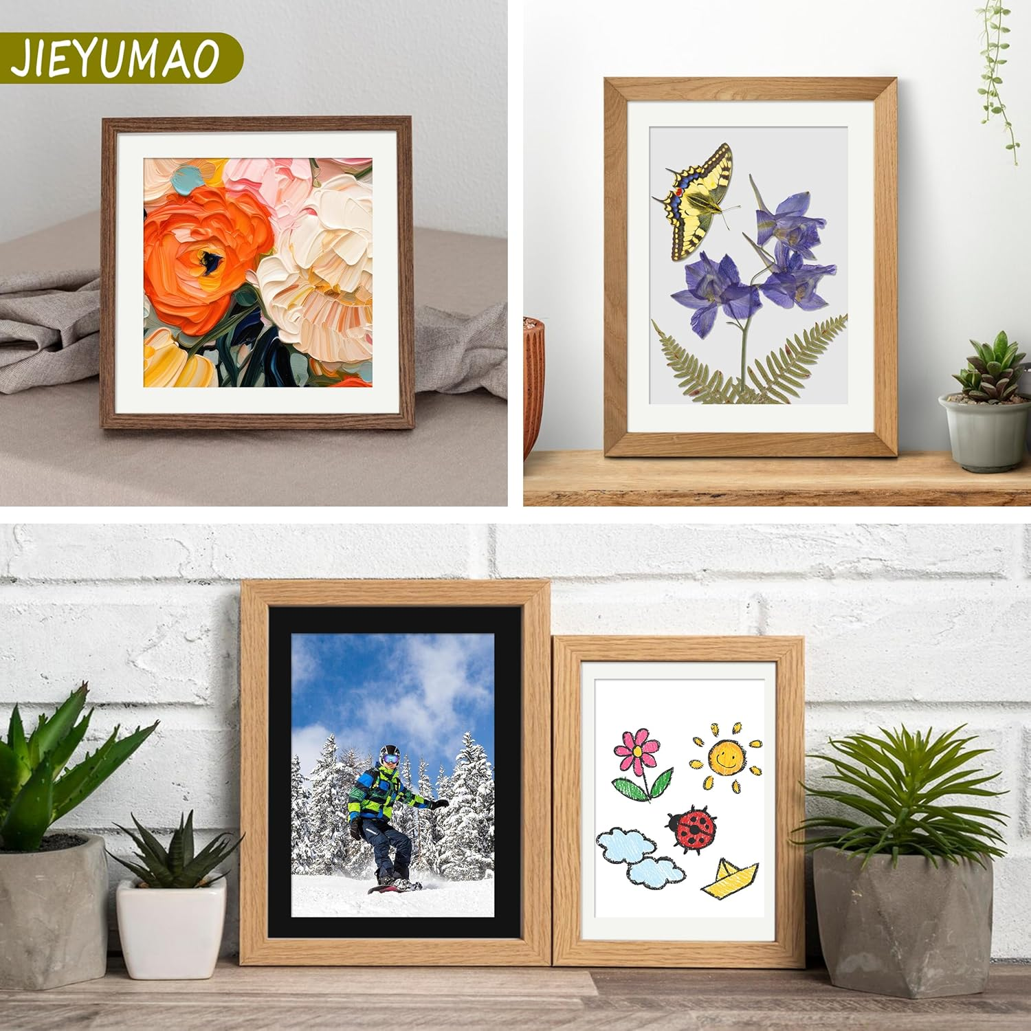 30Pcs Picture Mats, 3 Sizes Core Bevel Cut Frame Mattes, 2 Colors Picture Photo Mounts Photo Mat Black and White Photo Frame Mat Core Picture Mats for Photos Pictures Artwork Display image number 2