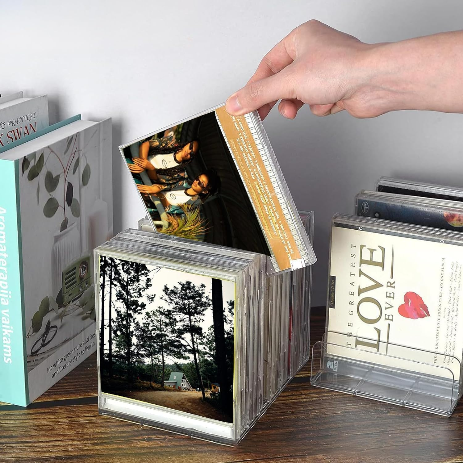 Wzenclave Clear Acrylic DVD/CD Holder 7 Grid Holder Hold up 7 to 14 Standard CD Organization Solution for Kitchen Bathroom Cabinet Movie Rack Used for Media Shelf Storage and Organizing image number 5