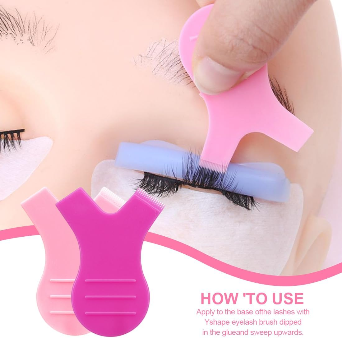 DLPRK Pack of 50 Y Shape Eyelash Brush, Silicone, Eyelash Lifting Accessories, Eyelashes, Shield Pads, Eyelash Lift Tool Aid for Eyelash Extension, Eyelash Lift Brush (5 Colours) - 14+10 image number 1