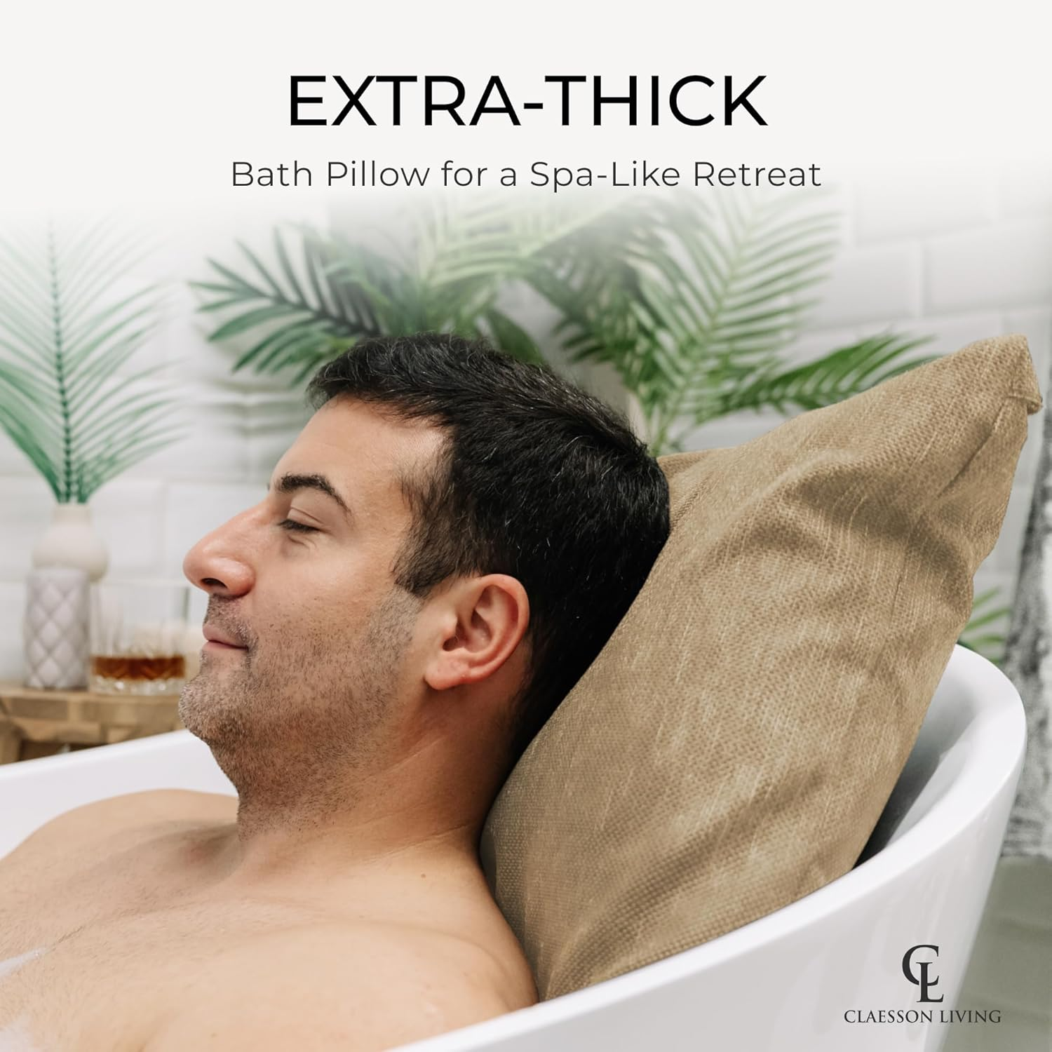 Luxury Bath Pillow for Tub - Thick and Comfortable Bathtub Pillow Support for Head and Neck and Back - Washable Quick-Drying Bath Pillows - Bath Cushion for Home Spa - Fits Any Bathtub - Sand image number 5