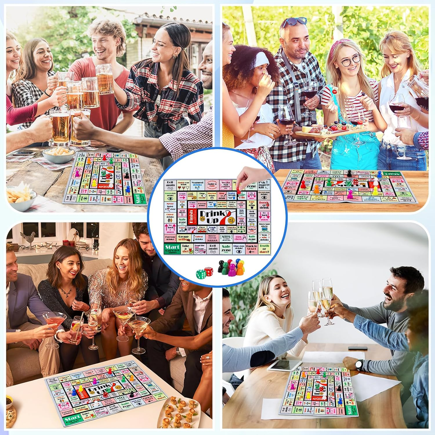 Tipsy Drinking Board Games for Adults, Rubber Mat Land Drinking Board Game, Funny Party Interactive Drinking Games for Game Night, Birthday, Family Play or Any Occasion, Age 21+, 2-8 Players image number 1