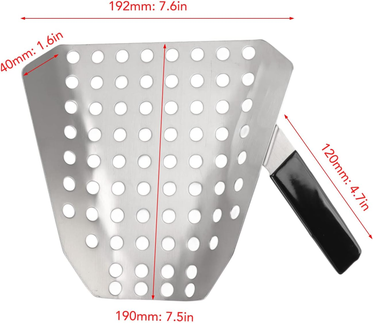 Popcorn Scoop, Stainless Steel French Fry Scooper Scoop with Holes, Quick Fill Tool for Bags & Boxes, Commercial Fry Bagger Scooper for French Fries, Snacks, Ice, Right Handle image number 6