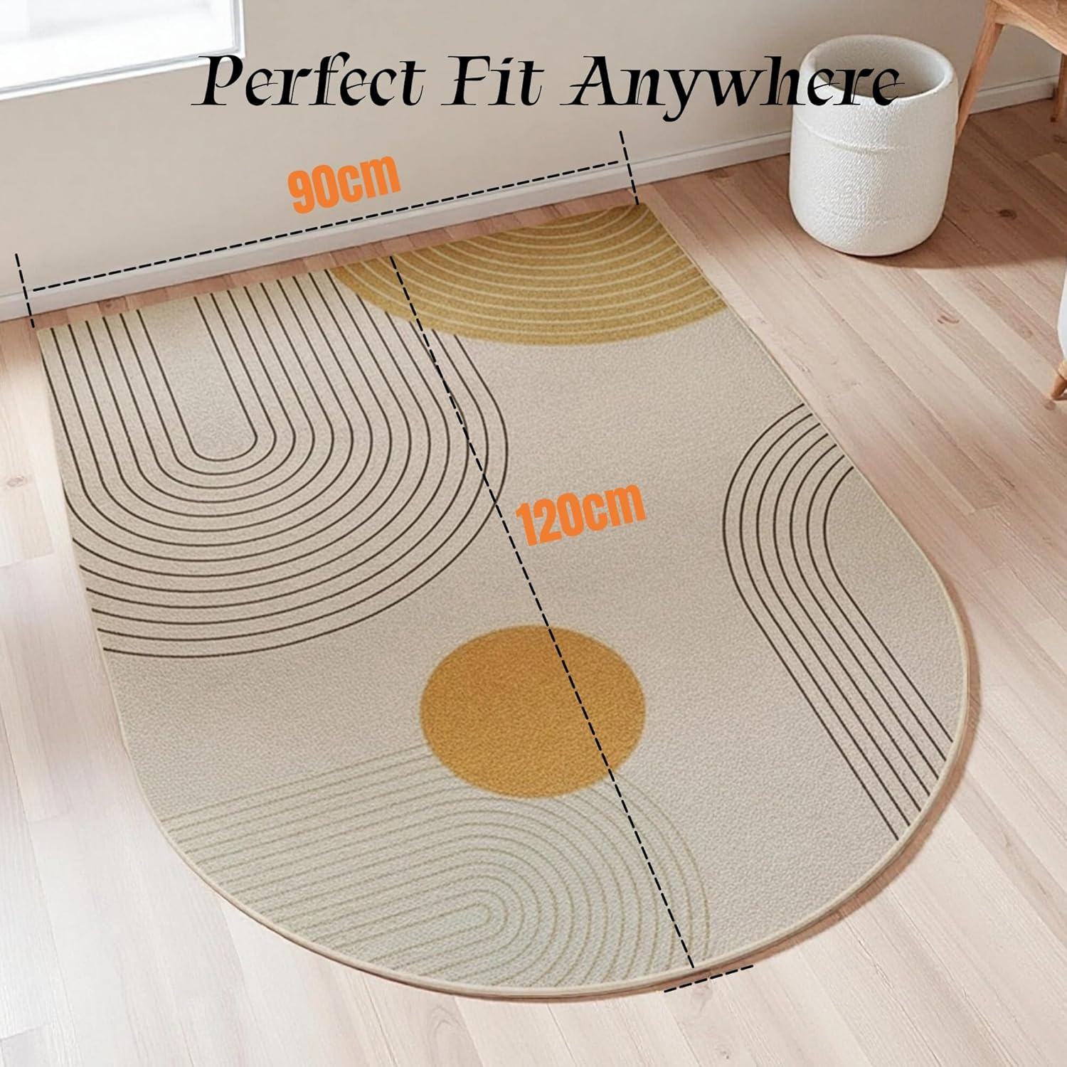 Office Chair Mat for Hardwood Floor, 120X90Cm Non-Slip Backing Floor Mats, Easy Glide Computer Desk Mat Protector for Rolling Chair under Desk Rug-Gold - White+Black image number 6