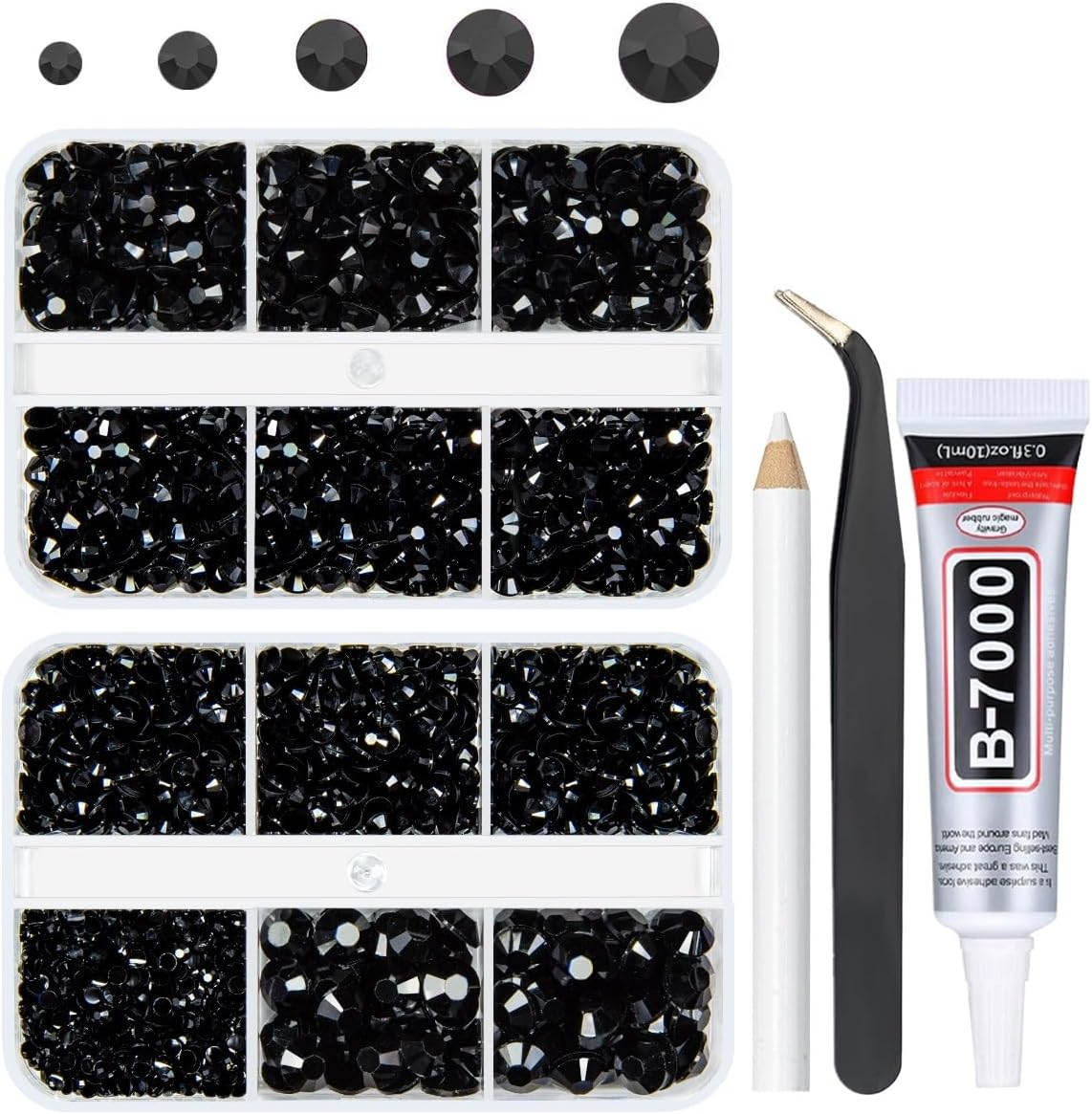 Qiipii Pure Black Resin Flatback Rhinestones for Crafting 2Mm 3Mm 4Mm 5Mm 6Mm Flatback Jelly Stones Solid Black Gems Diamonds for Face Eyes Makeup Tumblers Mugs Bottles DIY Crafts Clothes Shoes Phones - Blue image number 4