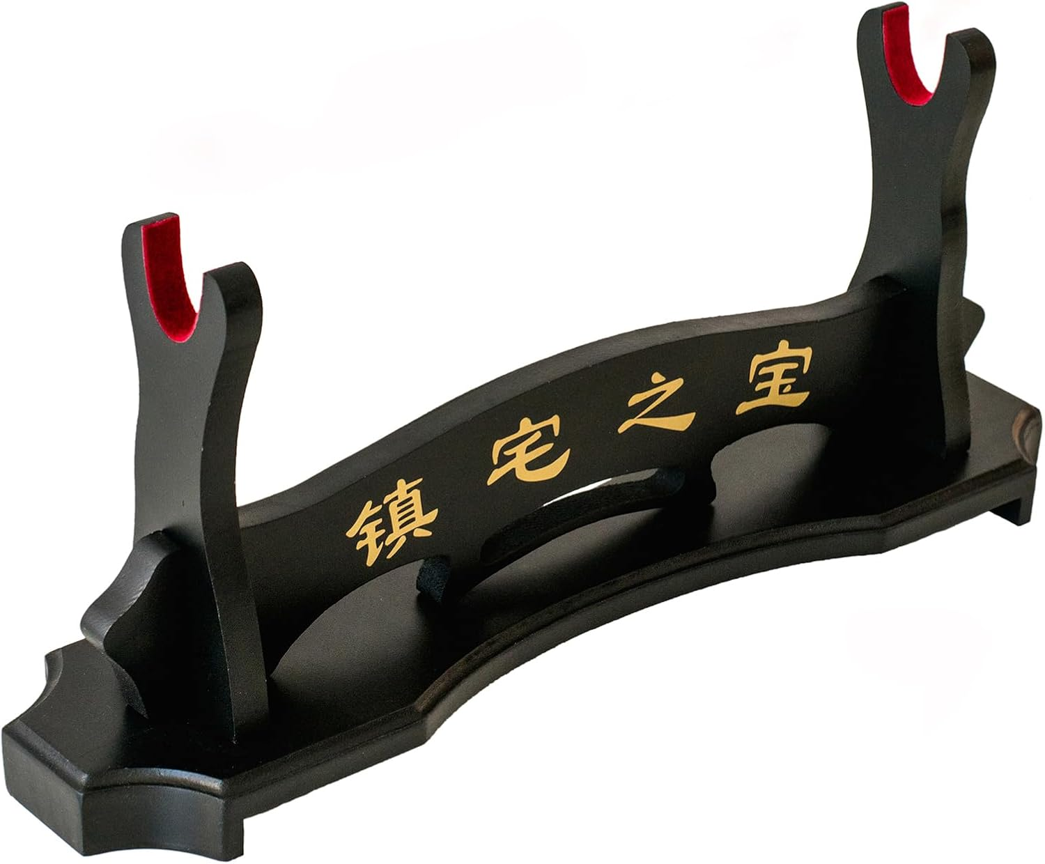 FOXSMZZ Sword Holder Samurai Sword Stand Display Katana Wakizashi Tanto Velvet Padded Wall Hanger Sword Rack (1 Tier) image number 1