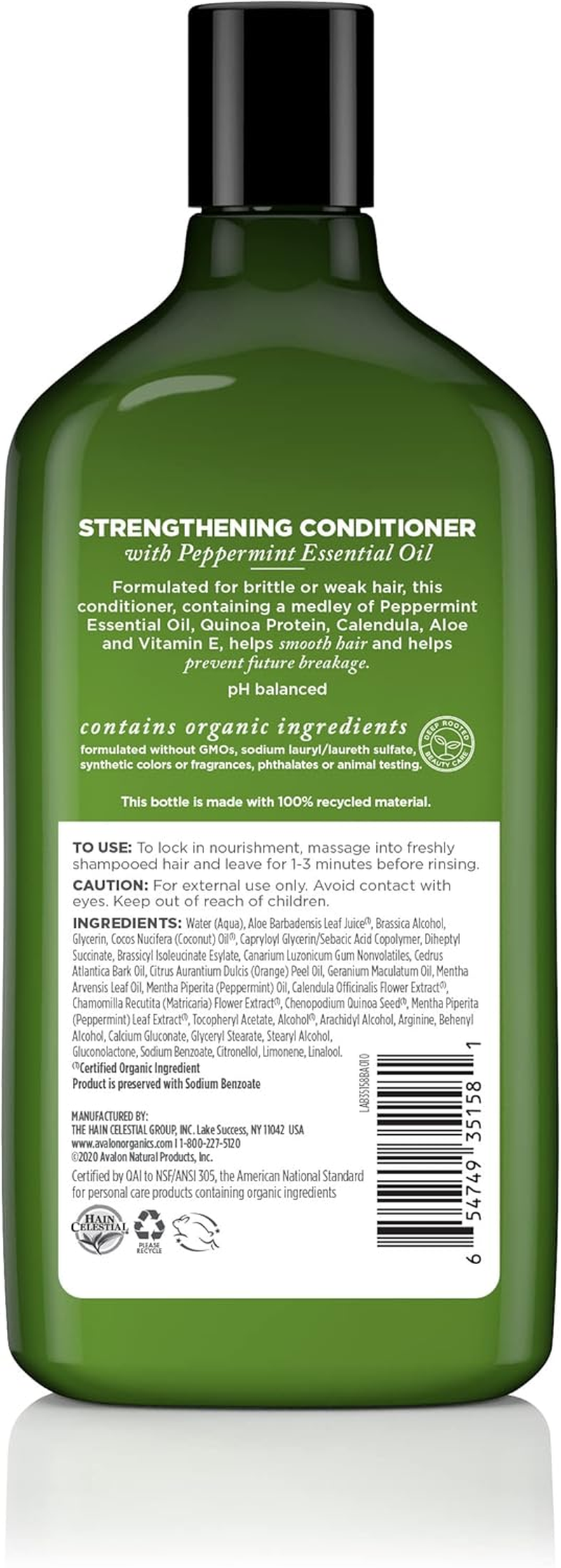 Avalon Organics Strengthening Peppermint Conditioner 325 Ml image number 1