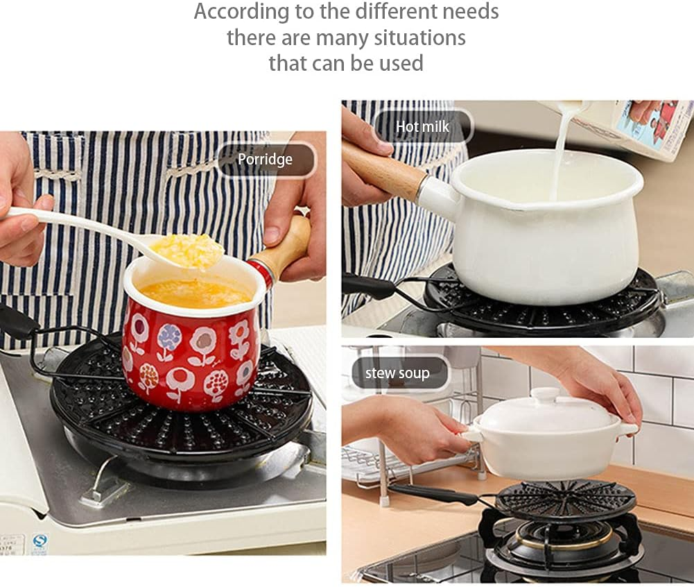 Heat Diffuser for Gas Stove, Induction Hot Plate with Handle Gas Furnace Thermal Diffuser Solid Stainless Steel Plate(Black) image number 4