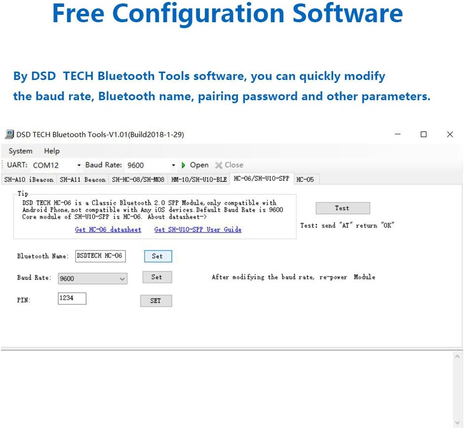 DSD TECH HC-06 Bluetooth 2.0 SPP Wireless BT Module for UNO R3 Nano (Basic Version) image number 3