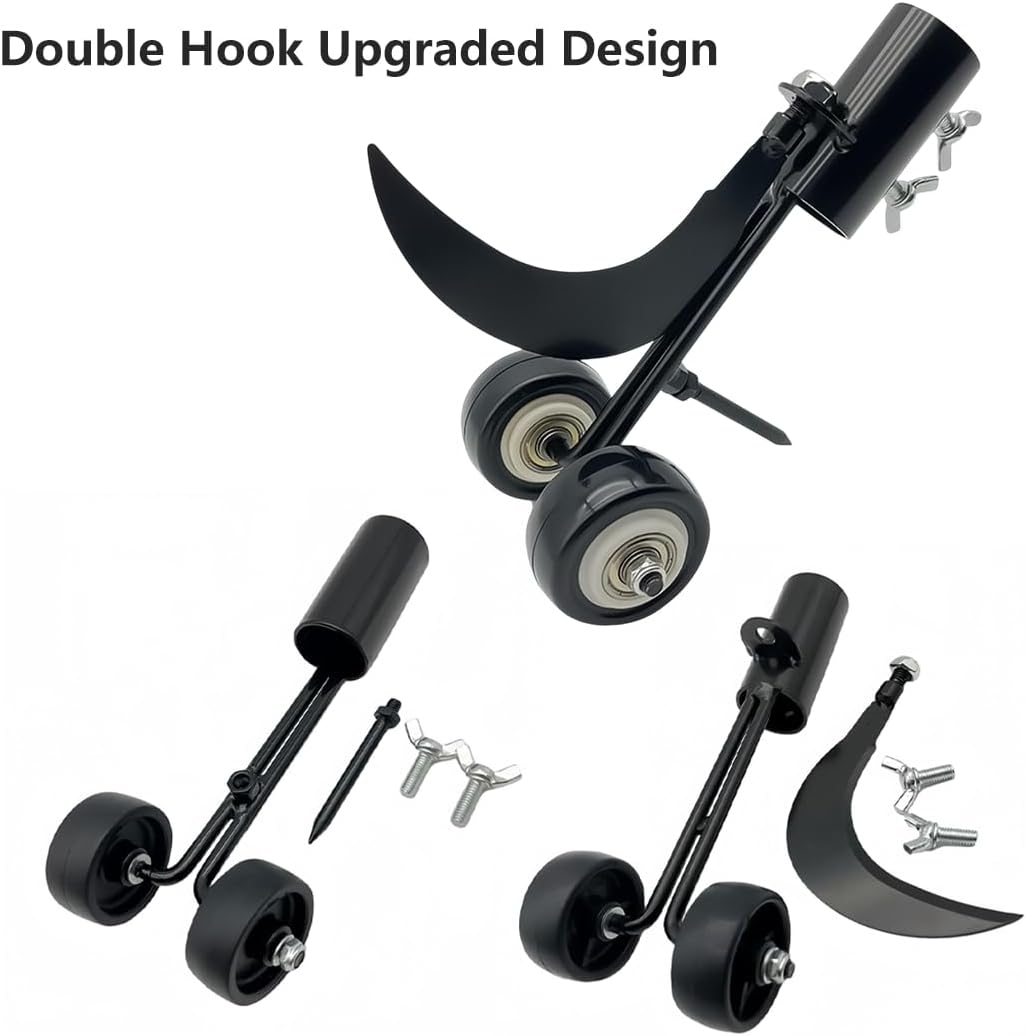 ​AIMALL Garden Weeding Hook with Roller &ndash; Adjustable Gap Weed Remover with Detachable Blade, Dual Wheels & Heavy Duty Clamp for Pavement Driveway Lawn Edging Tool