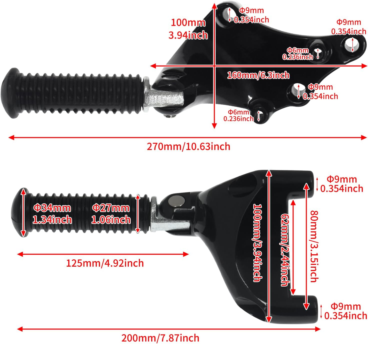 HDBUBALUS Motorcycle Rear Passenger Foot Pegs Footpegs Foot Rests Pedal & Mount for Harley Sportster Iron XL 883 1200 Forty Eight Seventy Two 2014 2015 2016 image number 5