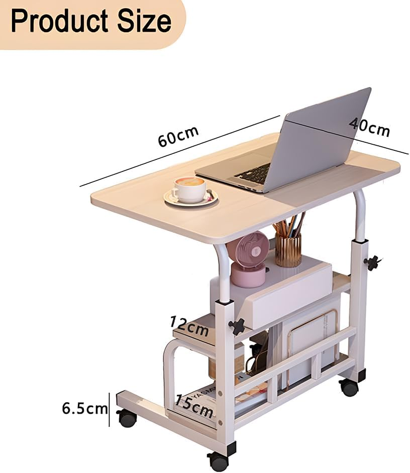 TOMVAES Adjustable Height Standing Desk, 3 Tiers Portable Laptop Computer Table, Stand up Table with Castor Wheel, Multifunctional Work Laptop Desks for Home Office image number 3