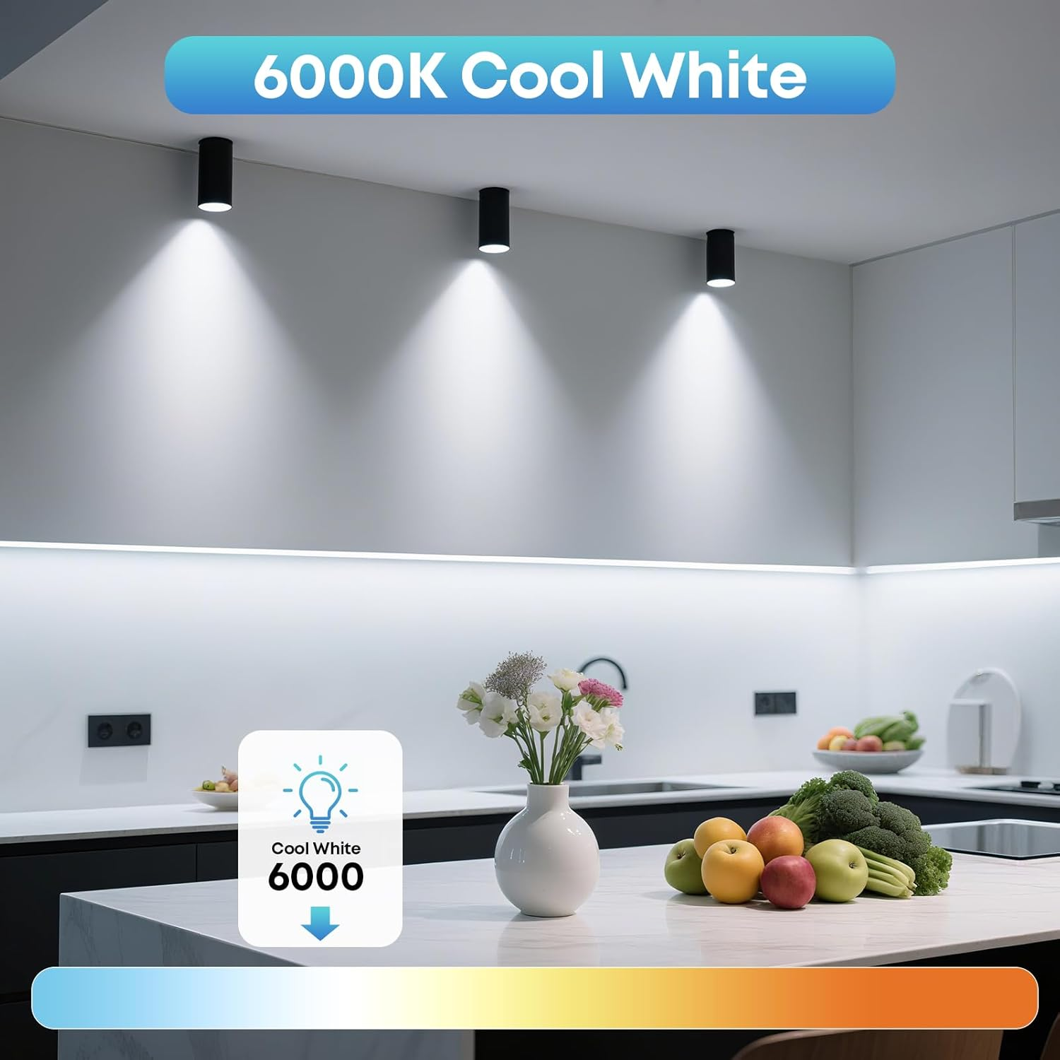 FRESHIN GU10 LED Light Bulb 7W, 630Lm 6000K Cool Daylight White, 60W Halogen Equivalent, CRI 80+, Non-Dimmable, Flicker-Free, Energy Saving Spot Light (4) image number 1