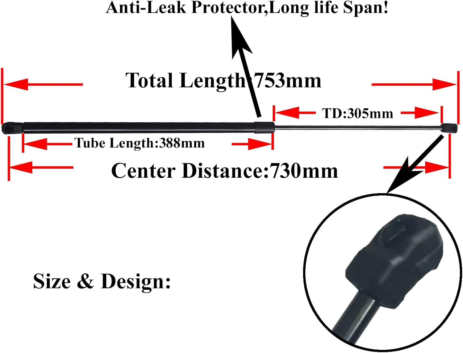 Bonnet Gas Strut for Volkswagen VW Golf MK5 and MK6 2003 to 2013 Convertible Hatchback Wagon Variant;Also for Jetta III 1KM 2006-2011 Sedan Front Hood Lift Support image number 4