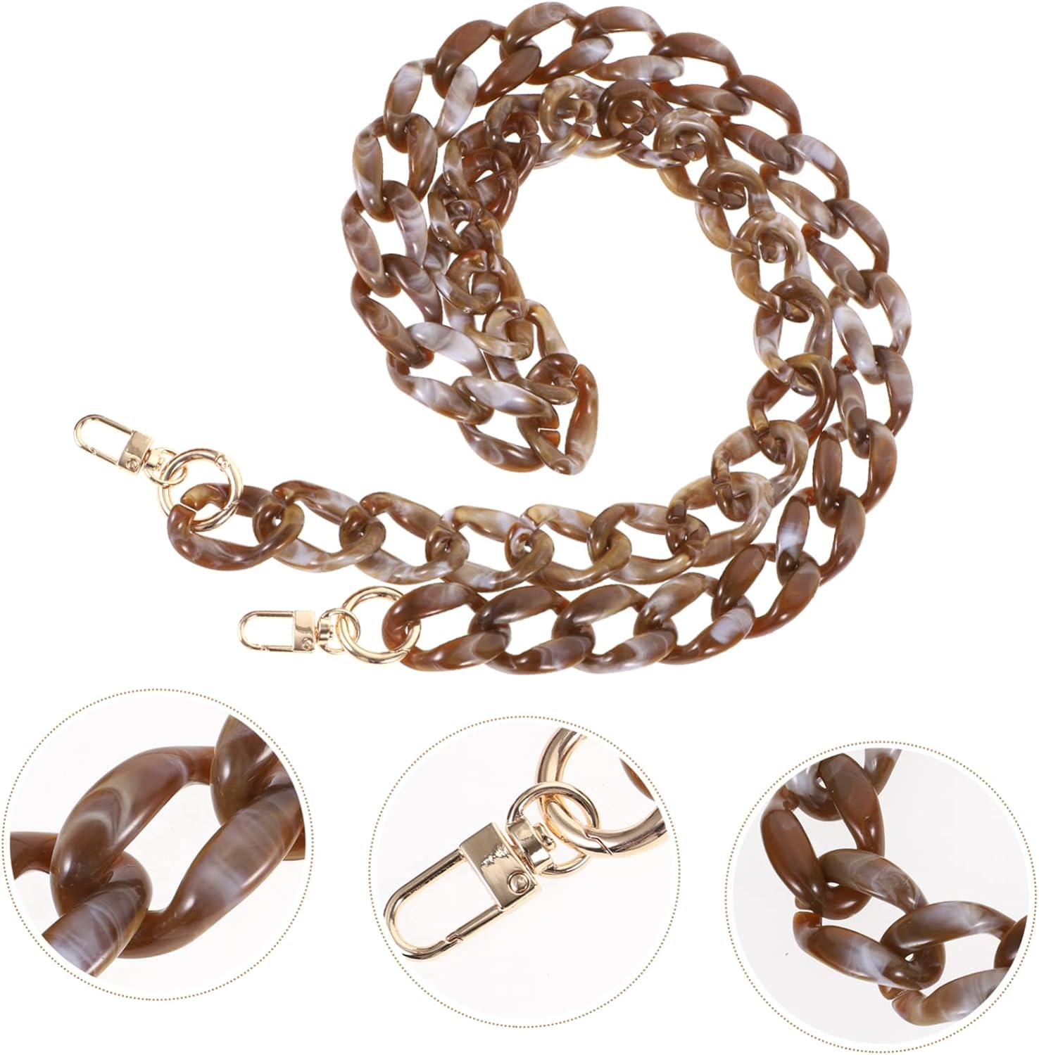 TEHAUX Detachable Handbag Chain Strap 120Cm Coffee Acrylic Fishbone Link Bag Chain Replacement for Shoulder Bags DIY Purse Accessory - Blue image number 6