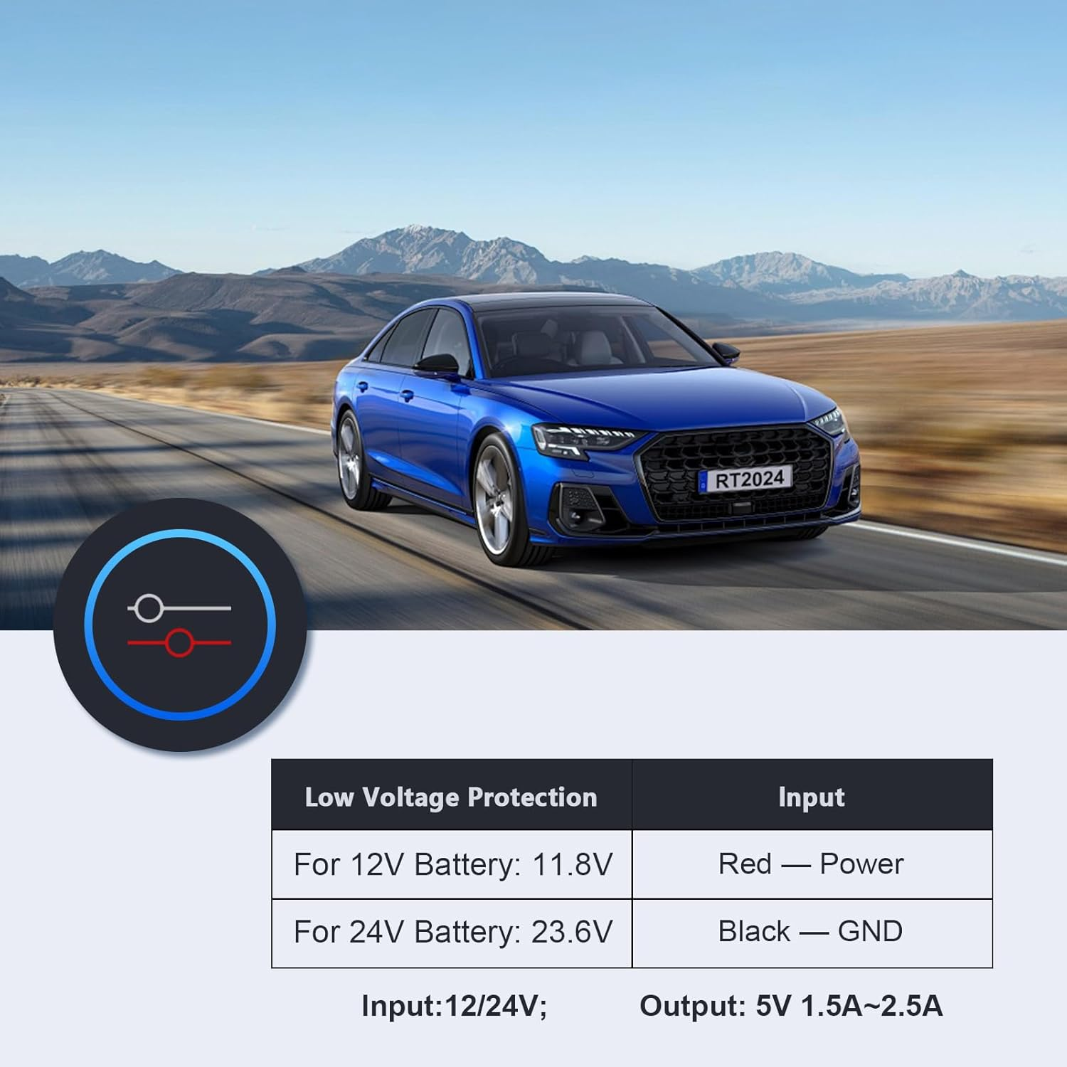 Range Tour Dash Cam Hardwire Kit Mini USB, 4M 12V-24V to 5V 2.5A (Also Fits for 1-2A) Hard Wiring Kit for Car Camera, 4 Power Adapters 3 Fuses image number 4