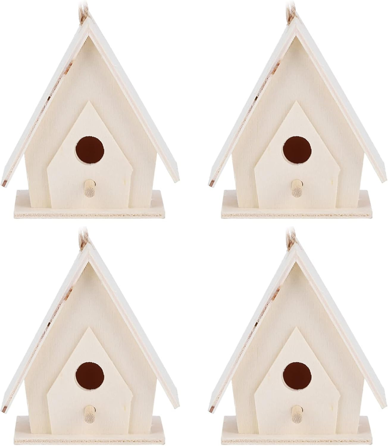 4Pcs Bird House Wooden, Mini Wooden Birdhouse, Outdoors Birdhouse Box for Garden Courtyard Wild Bird Viewin image number 4