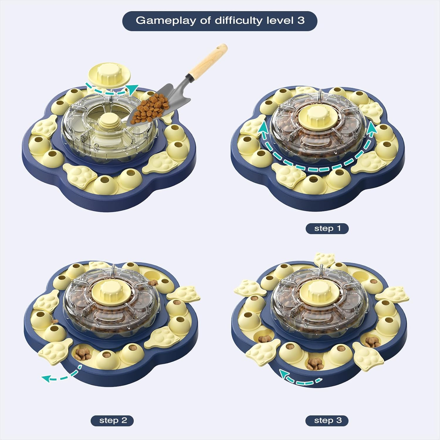 KADTC U.S. Brand & Design All in ONE -3 Levels of Challenge Spinning Dog Puzzle Toy for Small/Medium/Large Dogs Treat Dispenser Food Dispensing Toys Puppy Slow Puzzles Feeder Interactive Brain Game image number 3