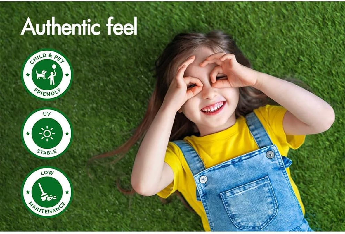 OTANIC Artificial Grass 10SQM Roll 2X5M Synthetic Turf Mat in 12Mm Pile Height, Indoor Outdoor Yarn Lawn Plant Rug, DIY Garden Grass Flooring Carpet with Drainage in Oliver Green image number 3