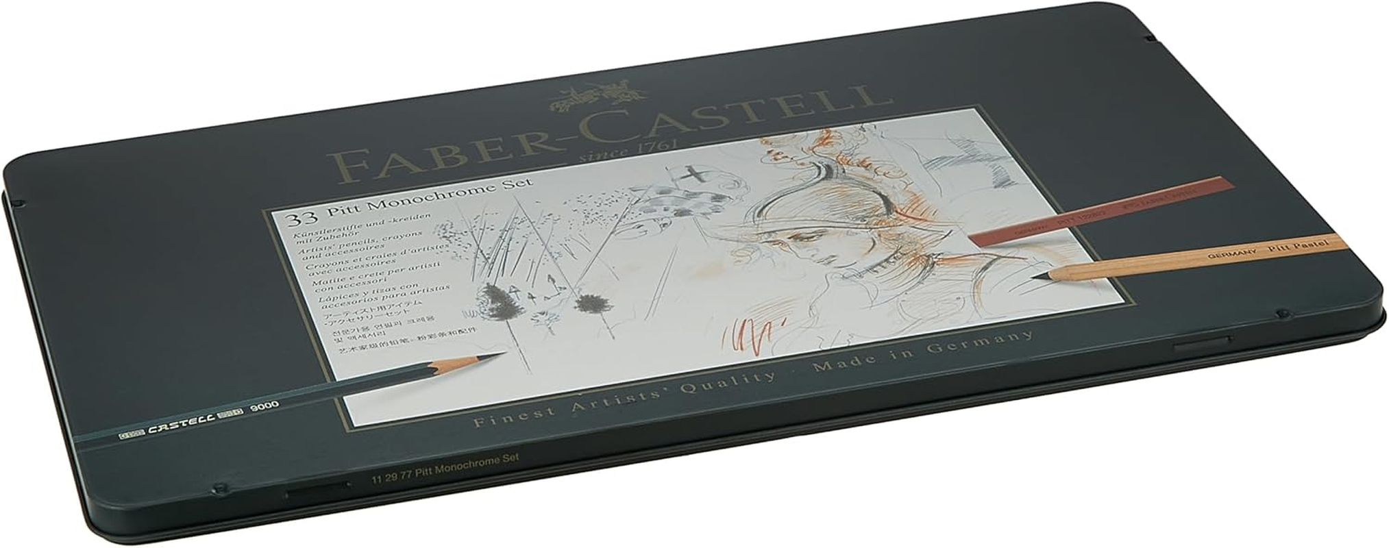 Faber-Castell Medium Pitt Mixed Media Set, Monochrome &ndash; Tin of 21, (18-112976) image number 4