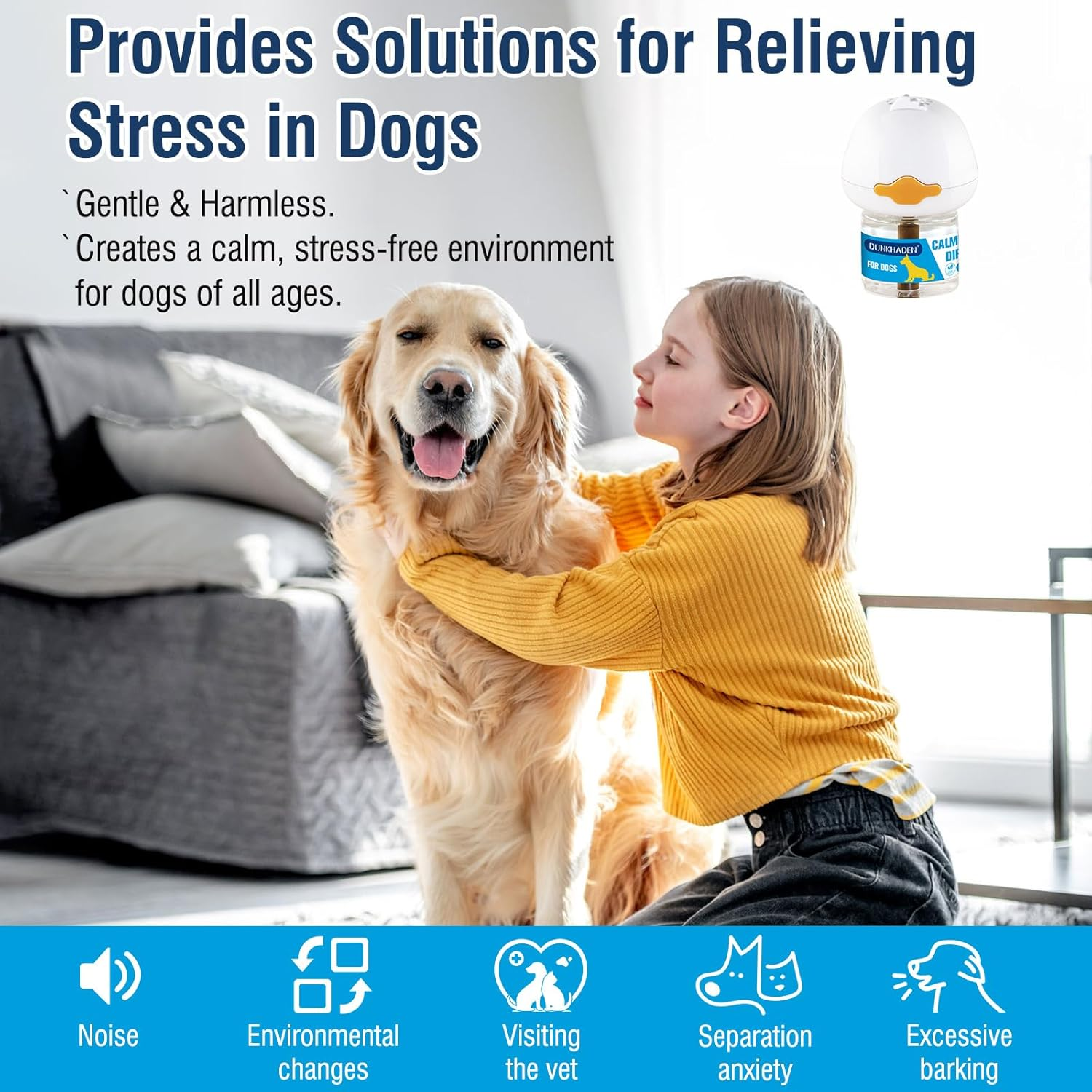 Dog Calming Pheromone Diffuser for Relief Anxiety, Reducing Barking, Attacks and Combating Stress & 3 in 1 Calming Diffuser for Dogs 48ML 2 Refills Fit All Dogs(Tasteless) image number 6