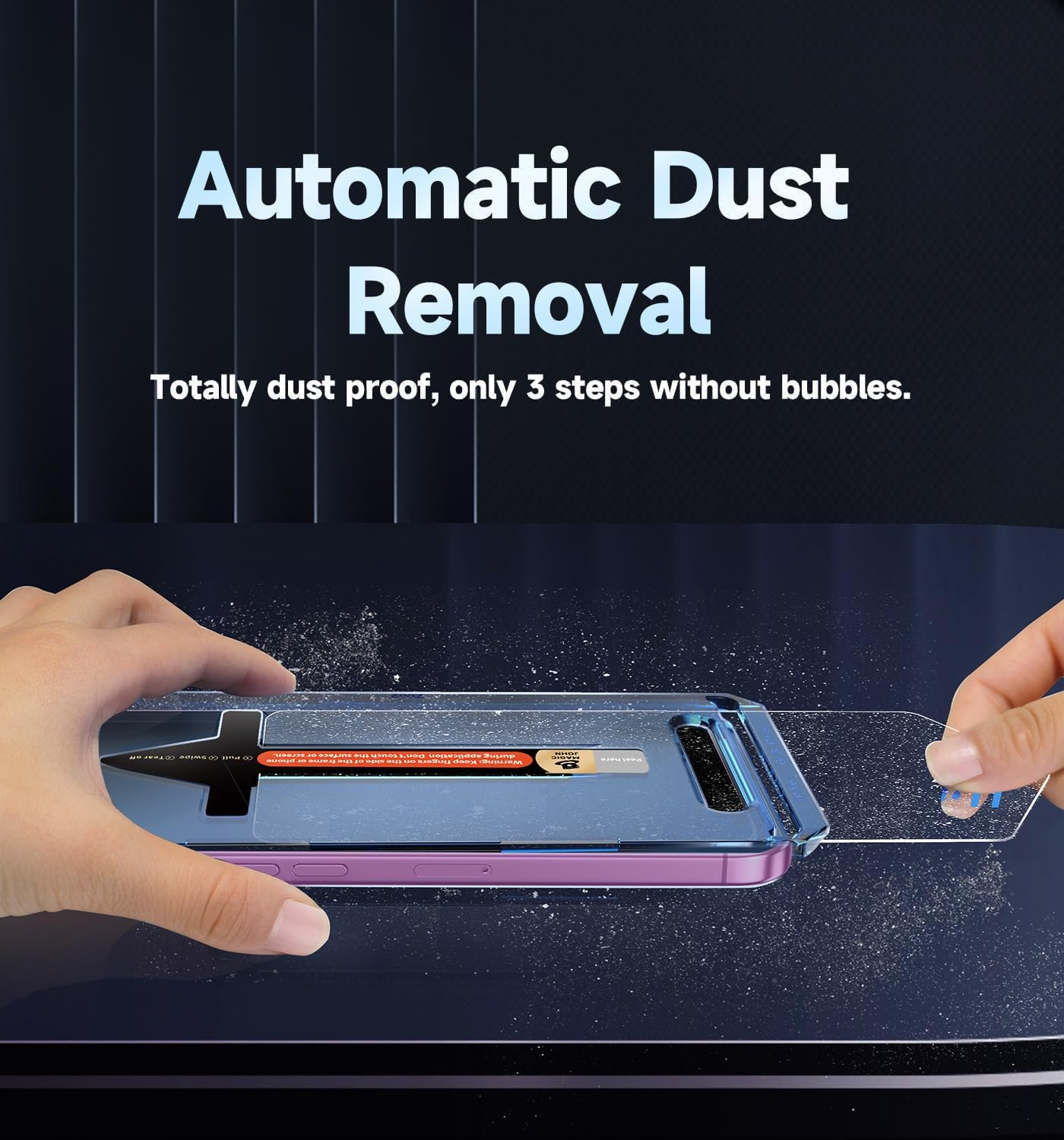 MAGIC JOHN 2 Pack for Iphone 16 plus 6.7 Inch Privacy Tempered Glass Screen Protector, Auto Dust-Elimination, Bubble Free, HD Clear, Easy Installation image number 6