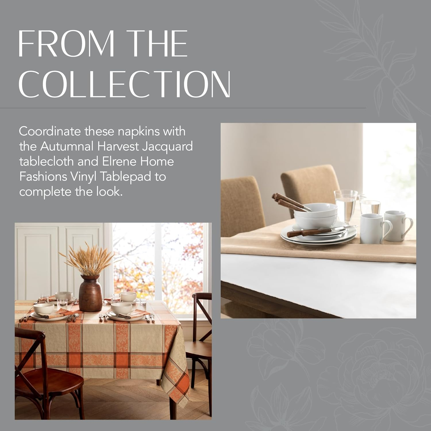 Elrene Home Fashions Autumnal Harvest Jacquard Napkins, Set of 8, 17"X17" image number 5