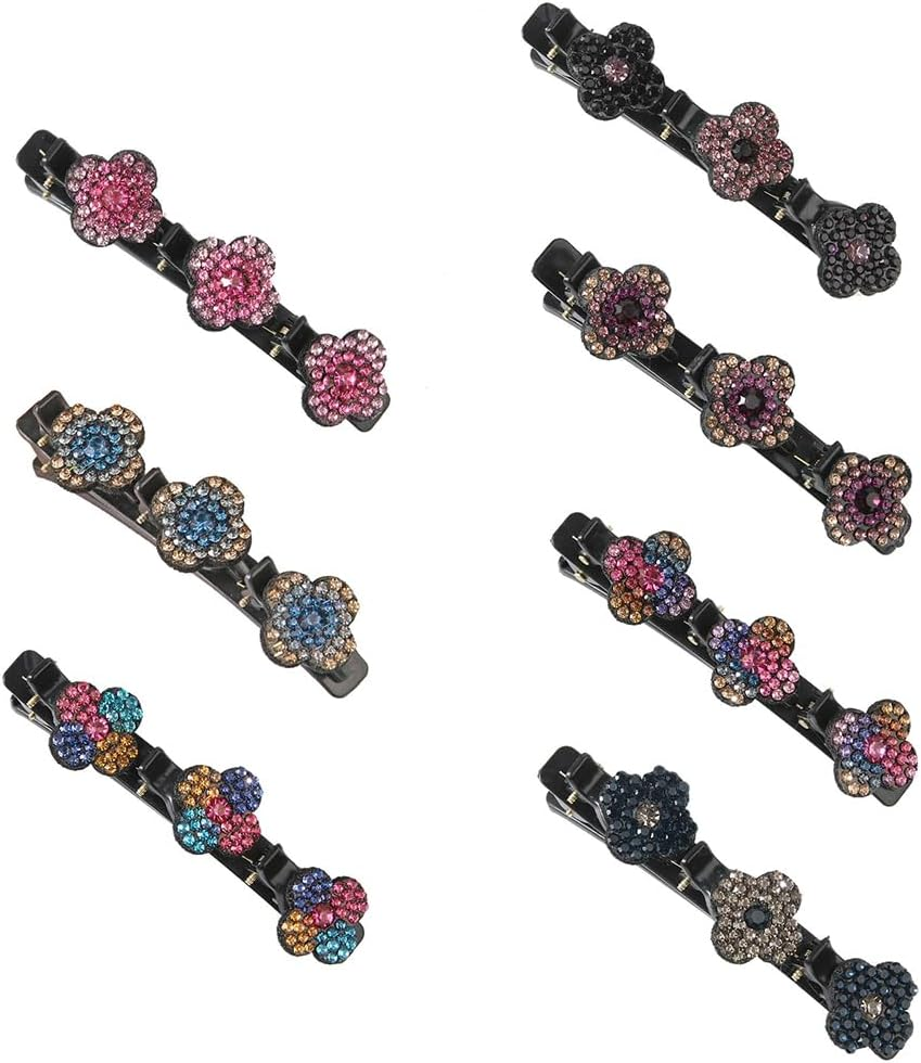 Pack of 7 Braided Hair Clips, Crystal Hair Accessories, Braided Hair Clip, Girls, Rhinestone Hair Clip image number 1